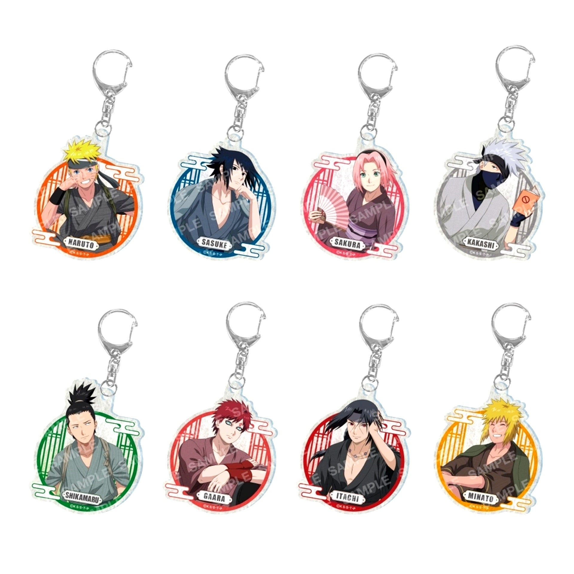 Set of 8 Naruto Shippuden Japanese Paper Style Acrylic Keychain Collection [USED]