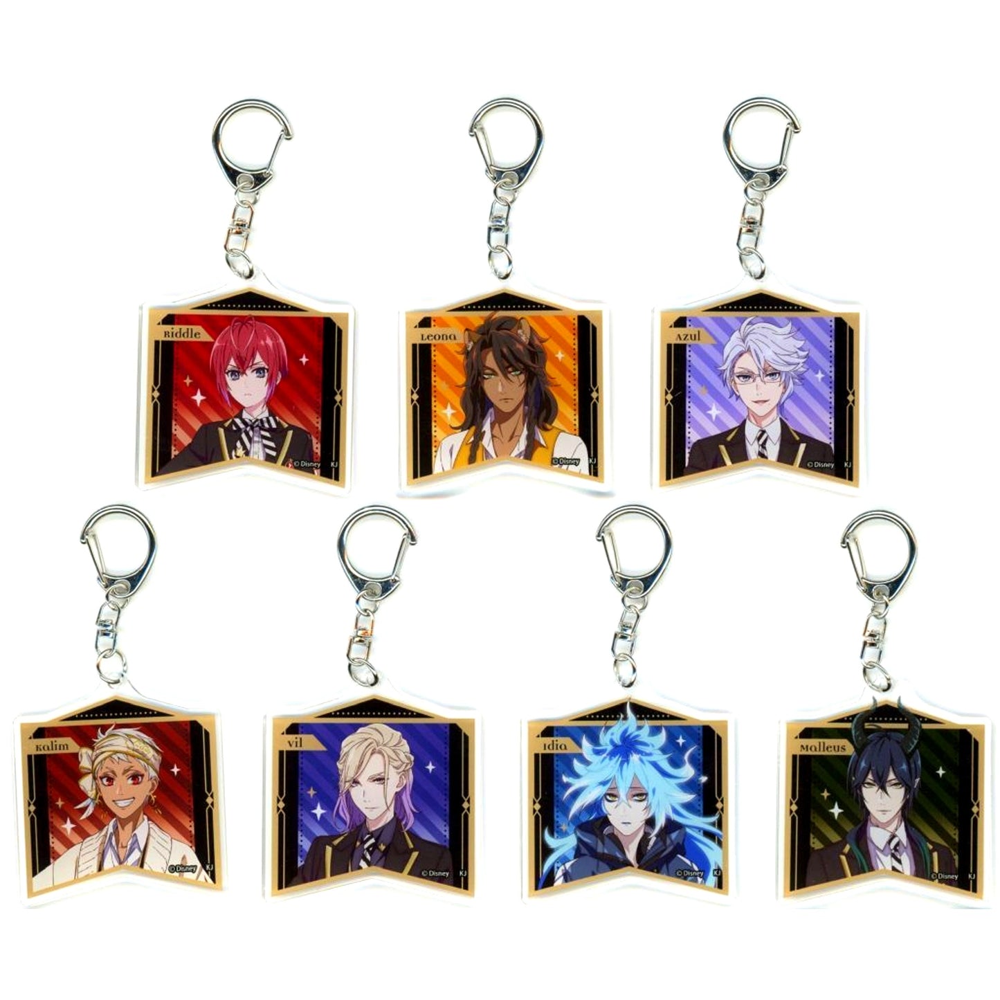 Set of 7 Disney Twisted-Wonderland The Animation Dorm Leader Ver. Trading Acrylic Keychain [USED]
