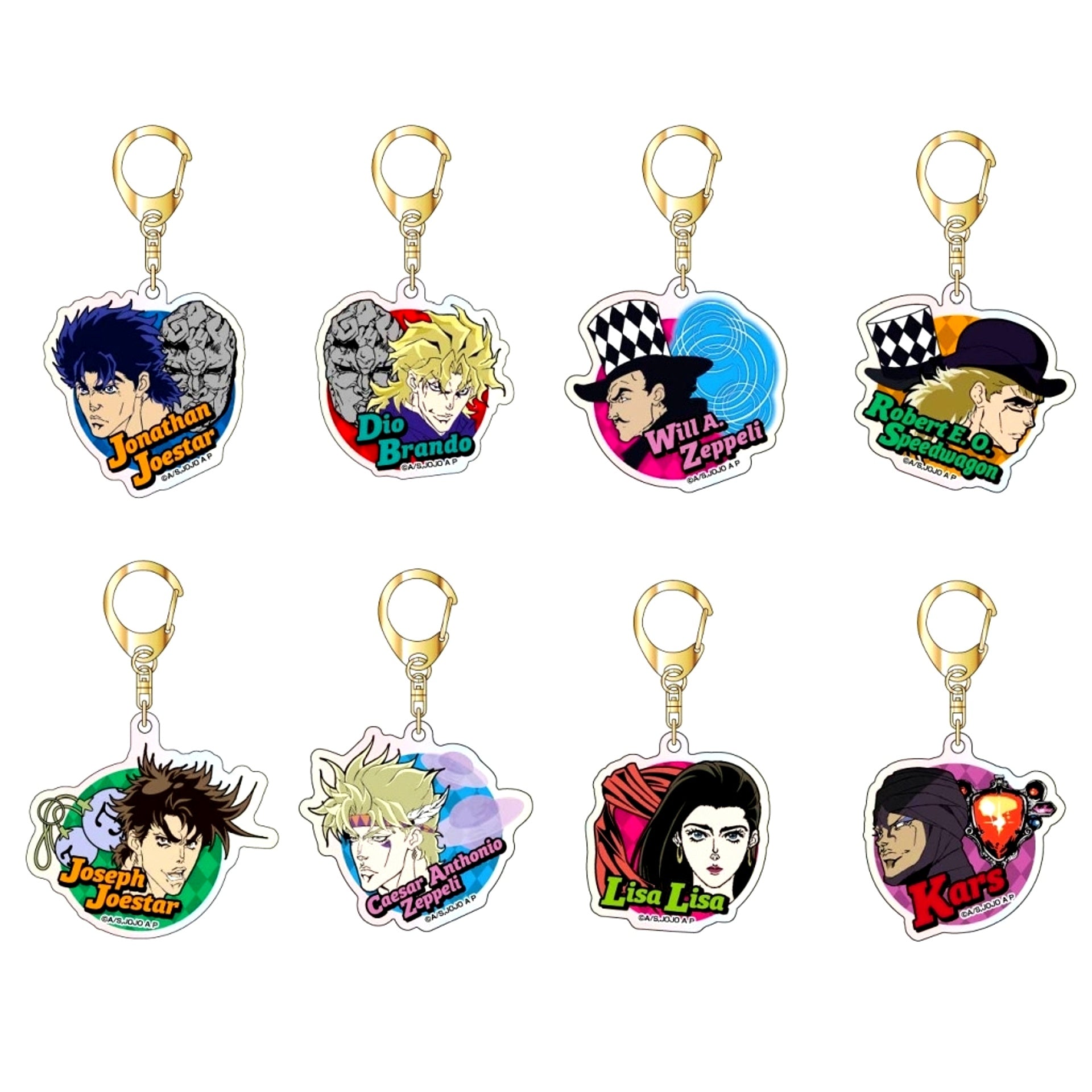 Set of 8 Aurora Acrylic Keychain JoJo's Bizarre Adventure Part 1 Phantom Blood / Part 2 Battle Tendency Vol. 2 [USED]