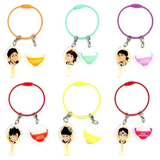 Set of 6 Ootoya Haikyu!! Leading to Victory Game Meal! Collabo Campaign Trading Shamoji and Rice 2-Part Acrylic Charm [USED]