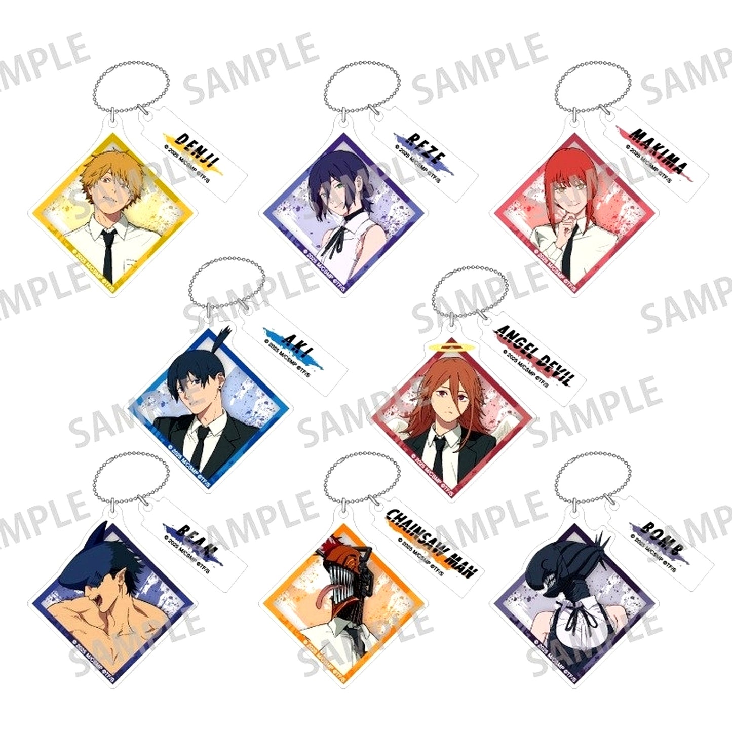 Set of 8 Chainsaw Man The Movie: Reze Arc Trading Double Part Keychain [USED]