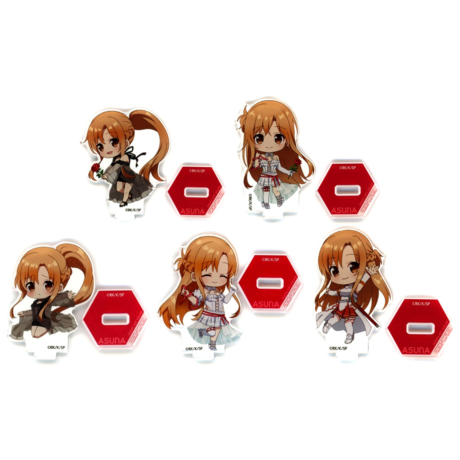 Set of 5 Sword Art Online TV Anime Asuna Birthday Online Kuji 2025 Kujibikido C Prize Mini Character Acrylic Figure [USED]