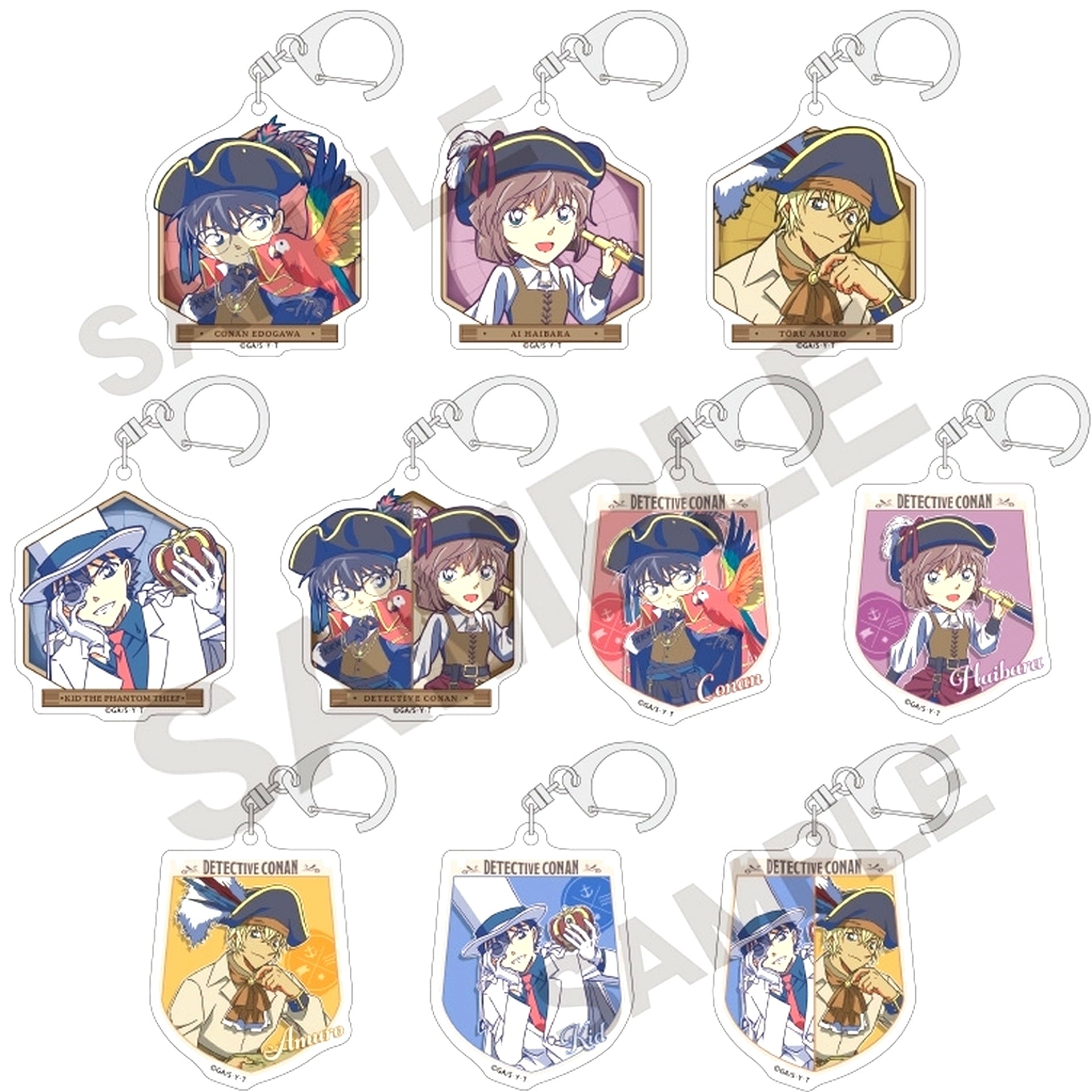 Set of 10 Detective Conan Trading Acrylic Keychain Sailor Clapalette [USED]