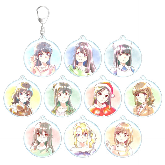 Set of 10 Rascal Does Not Dream of Santa Claus Trading Ani-Art aqua label Acrylic Keychain [USED]