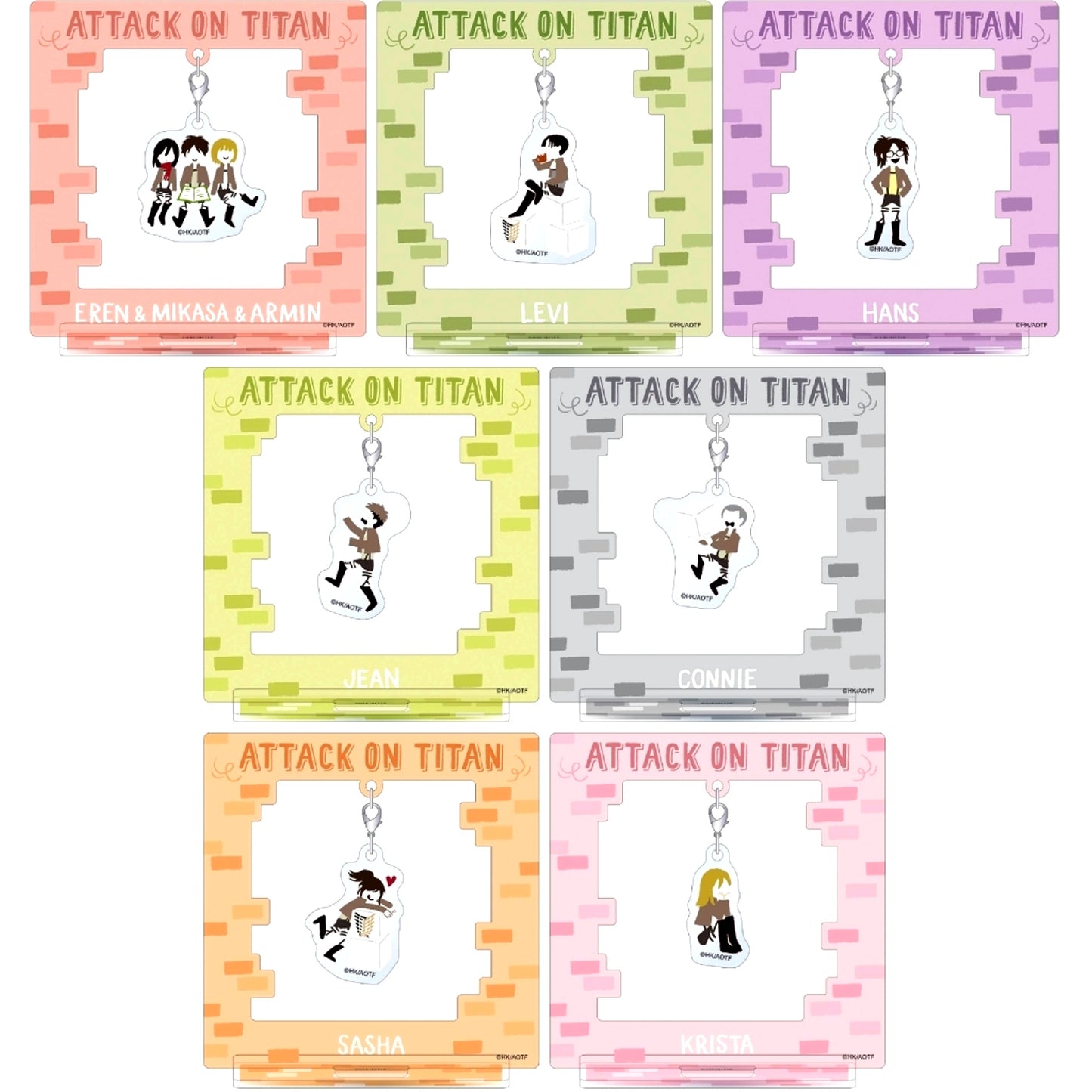 Set of 7 Attack on Titan Yuru Palette Swaying Acrylic Stand Collection [USED]