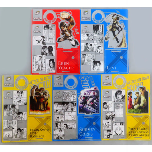 Set of 5 Attack on Titan WSM x Magapoke x Giant Cone Acrylic Stand Lottery Winner [USED]