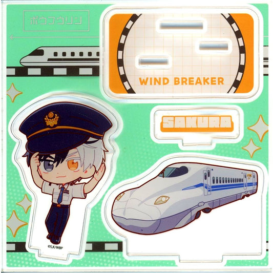 Haruka Sakura Wind Breaker Acrylic Stand Plate JR Tokai x WIND BREAKER - Going by Shinkansen - Expedition Bofurin in Nagoya [USED]
