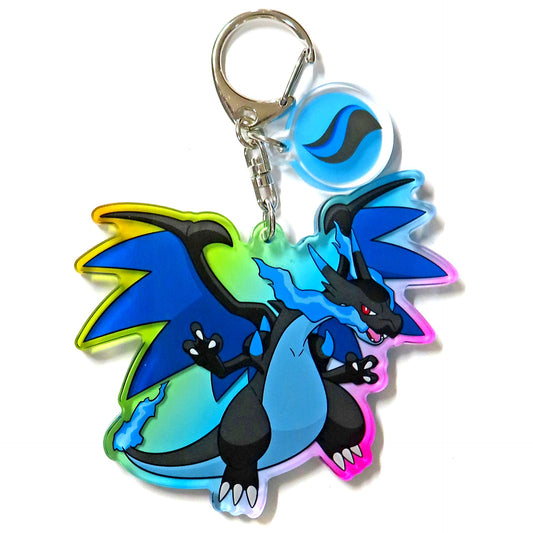 Mega Charizard X & Charizardite X Pokemon Acrylic Keychain Collection Mega Evolution Pokemon & Mega Stone [USED]
