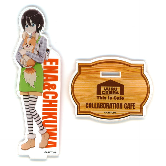 Ena Saito & Chikuwa Collabo Ltd Original Acrylic Stand Life-size Ver. Yuru Camp SEASON 3 x This Is Cafe [USED]