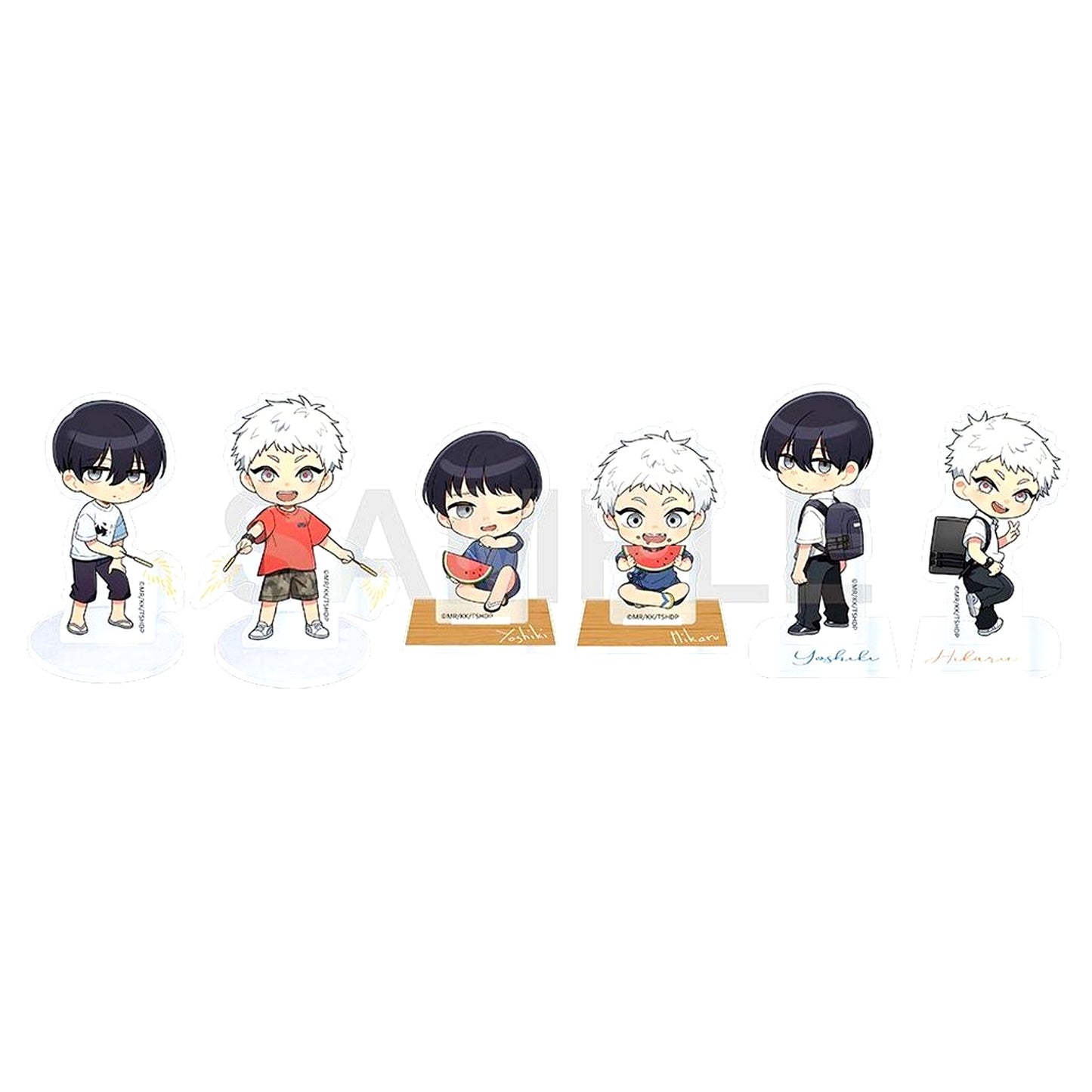 Set of 6 The Summer Hikaru Died Summer Day Series Trading Mini Character Acrylic Stand [USED]