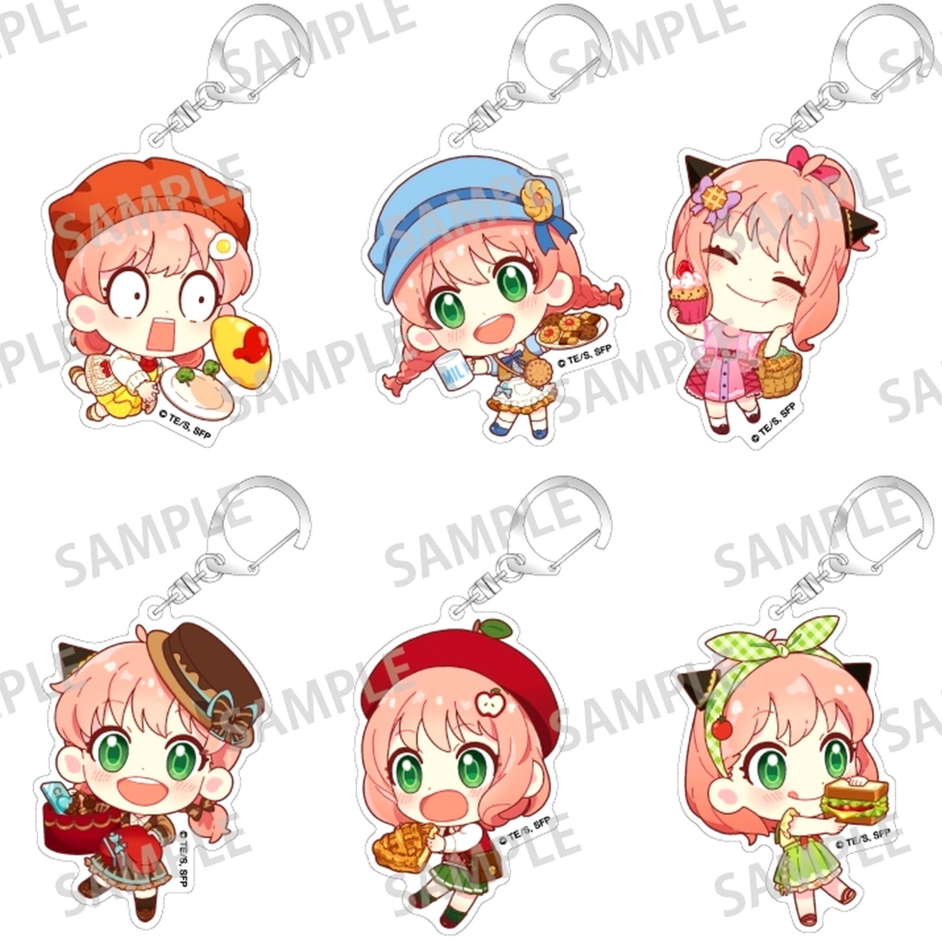 Set of 6 Spy x Family Trading Acrylic Keychain Food Illustration [USED]