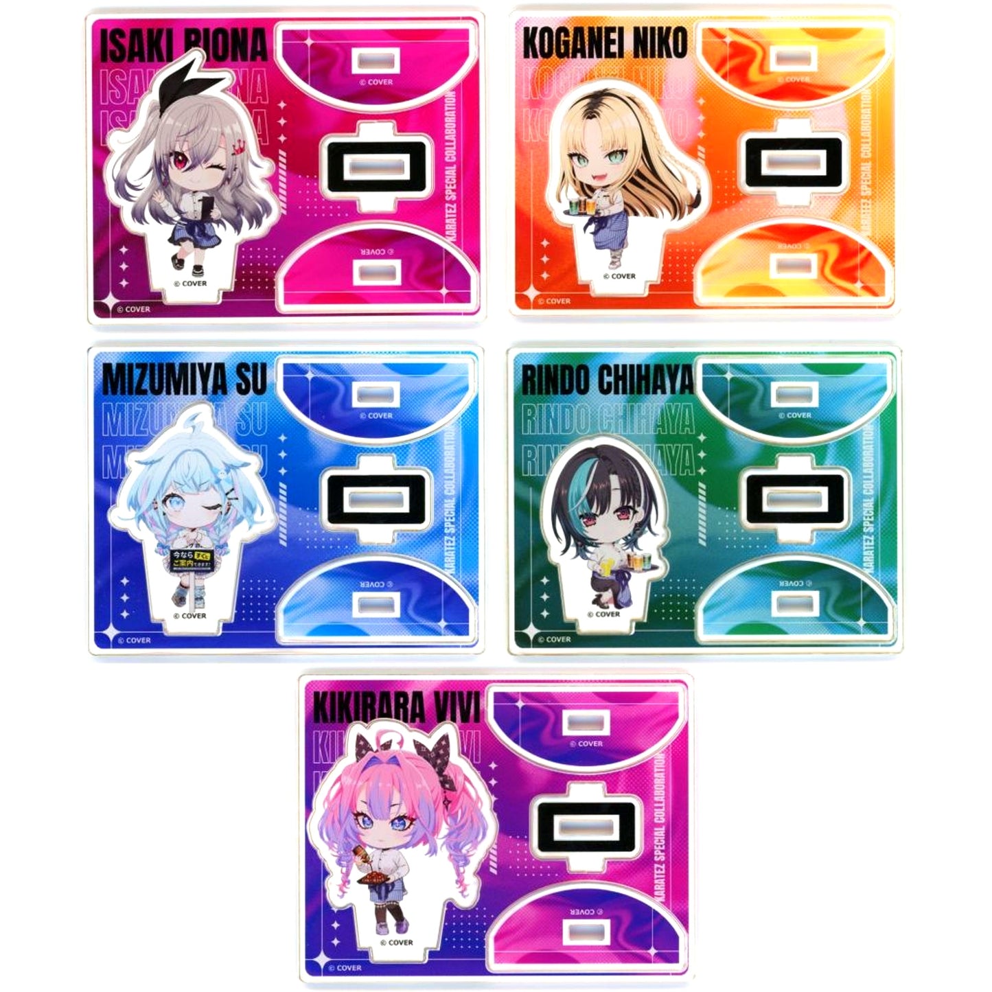 Set of 5 Virtual YouTuber Hololive FLOW GLOW x Karaoke no Tetsujin Trading Swaying Mini Acrylic Stand [USED]