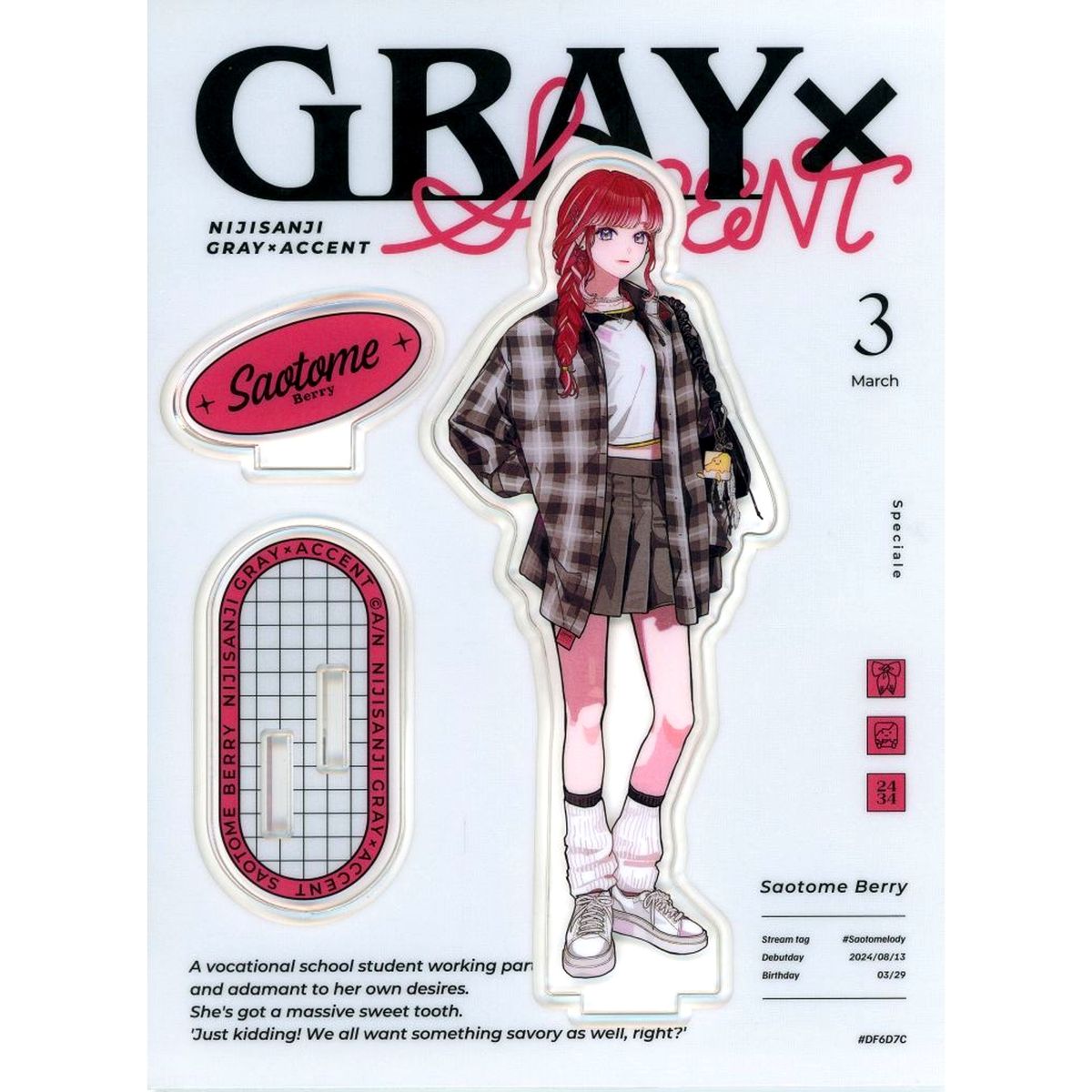 Saotome Berry Virtual YouTuber Nijisanji GRAY x ACCENT Acrylic Stand [USED]