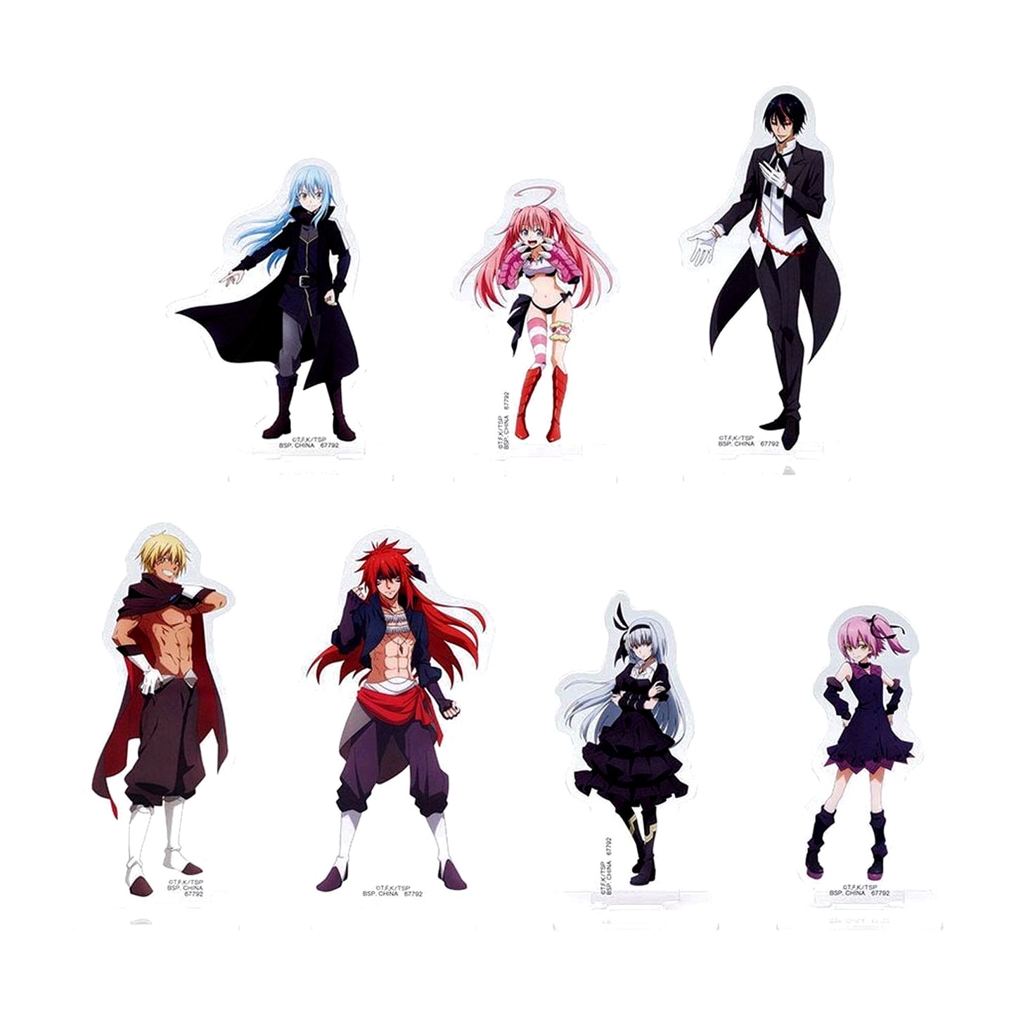 Set of 7 Acrylic Stand Ichiban Kuji That Time I Got Reincarnated as a Slime Rimuru, Friends, and Demons Prize E [USED]