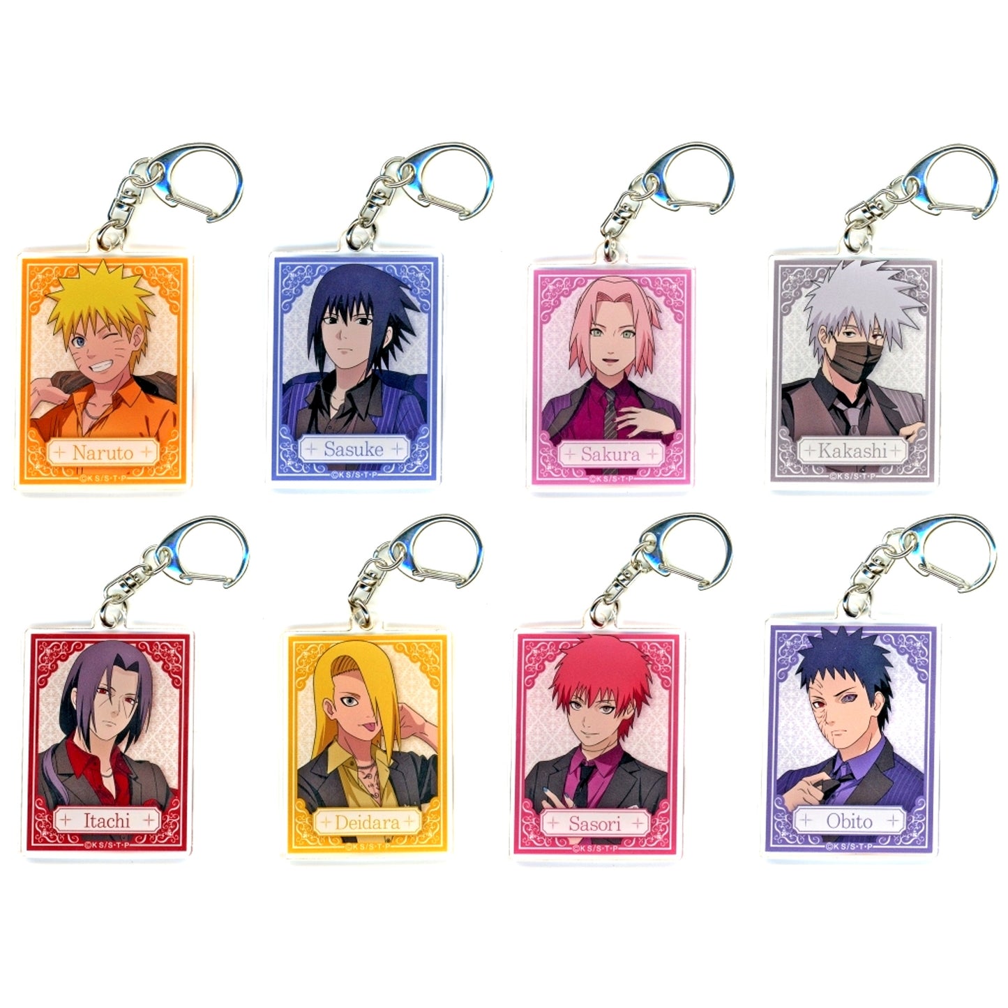 Set of 8 Naruto Shippuden Dress Up ver. TSUTAYA POP UP SHOP Trading Acrylic Keychain [USED]