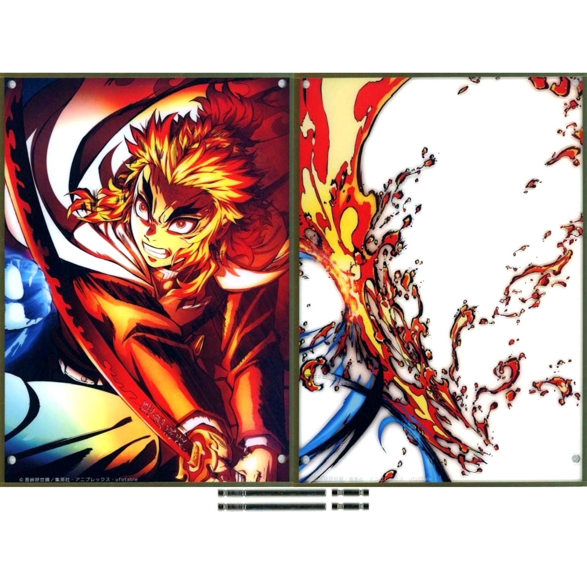 Kyojuro Rengoku A Prize Big Layered Acrylic Panel Demon Slayer Mugen Train Movie 5th Anniversary Webshop Kuji Kyojuro vs Akaza [USED]