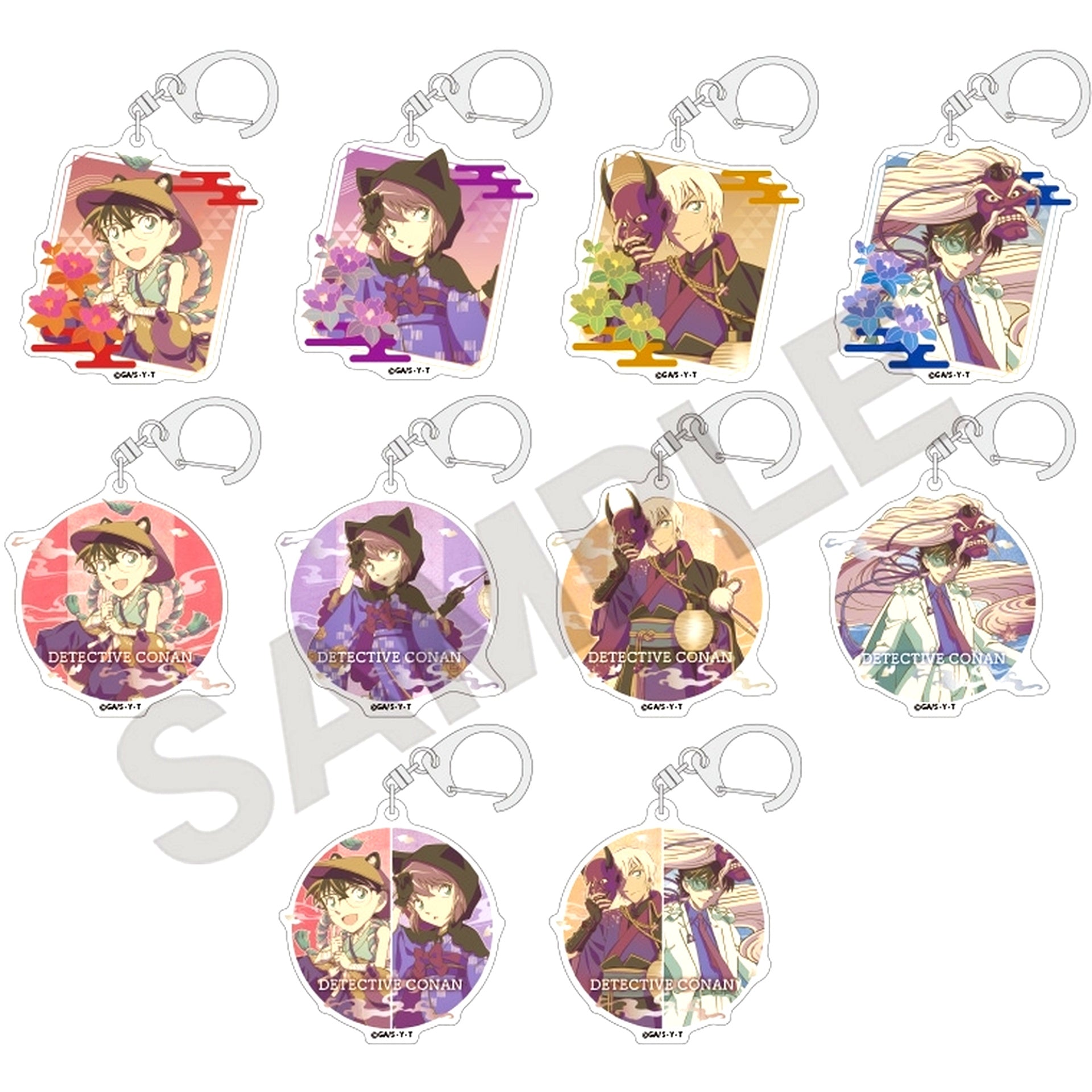Set of 10 Detective Conan Trading Acrylic Keychain Hyakki Yagyo Clapalette [USED]