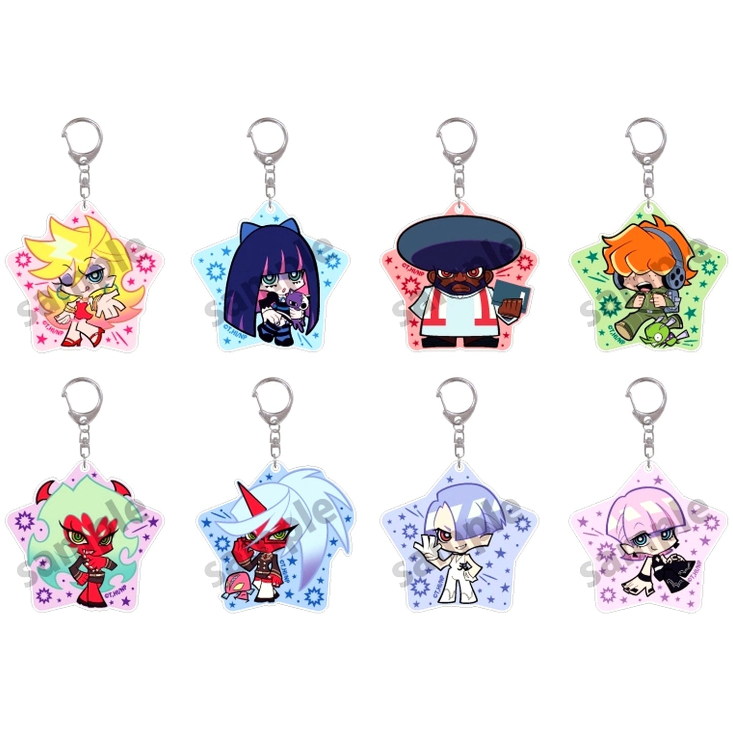 Set of 8 New Panty and Stocking with Garterbelt Trading Acrylic Keychain [USED]