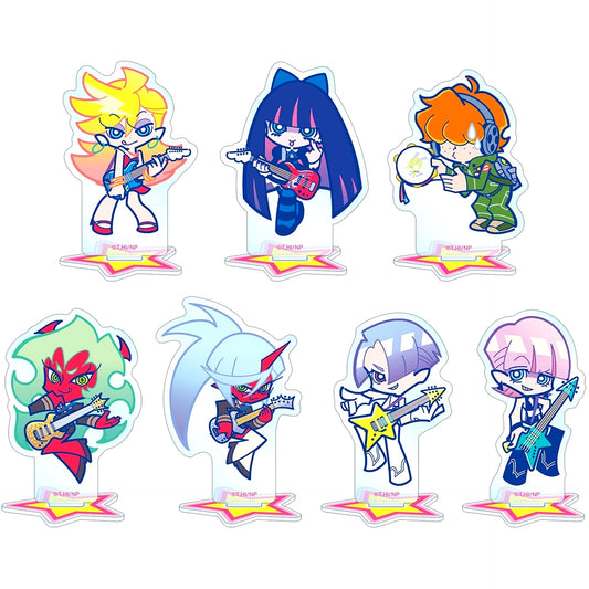 Set of 7 F Kaori Illustration Rock Ver. New Panty and Stocking with Garterbelt Trading Acrylic Stand [USED]