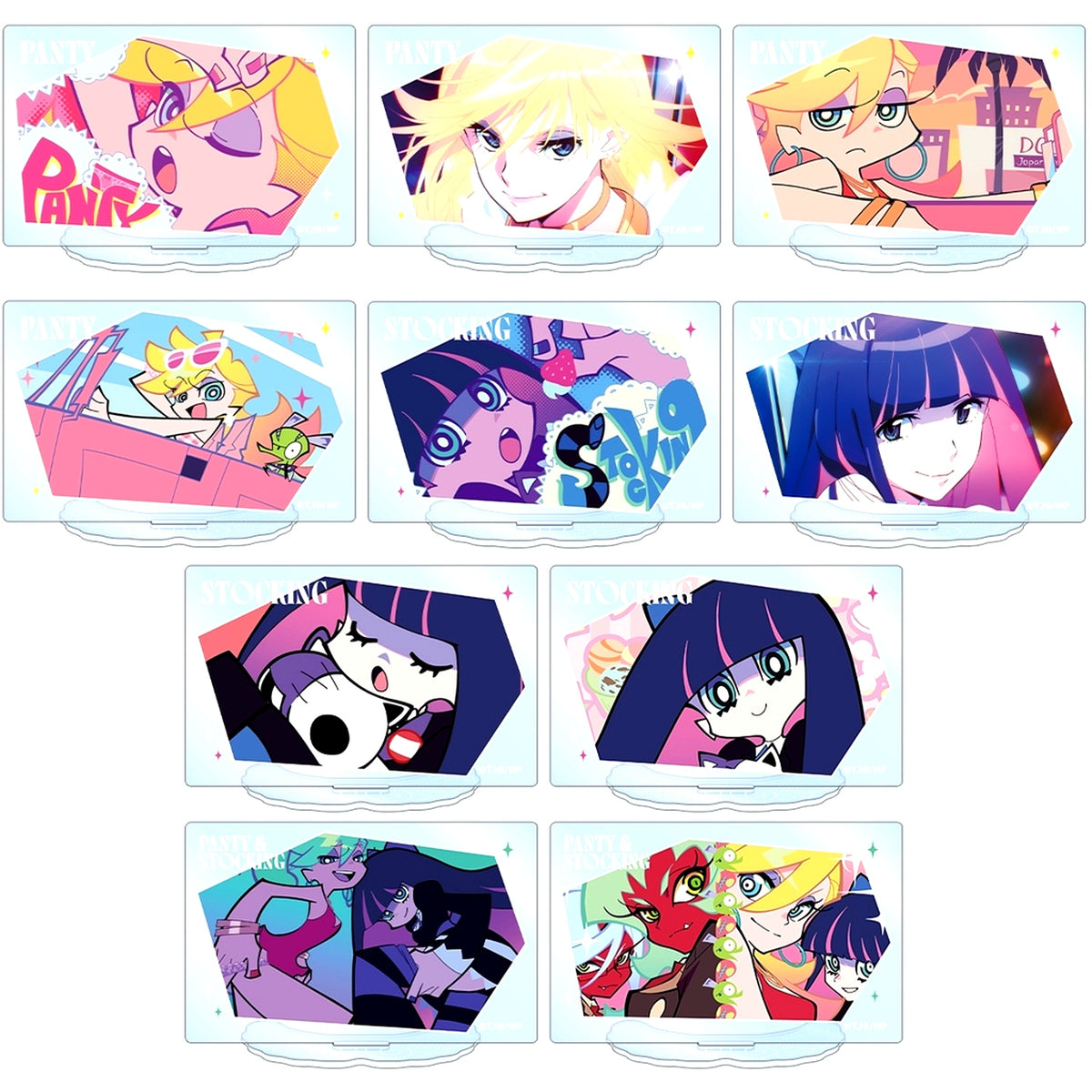 Set of 10 New Panty and Stocking with Garterbelt Trading Scene Shot Acrylic Stand [USED]