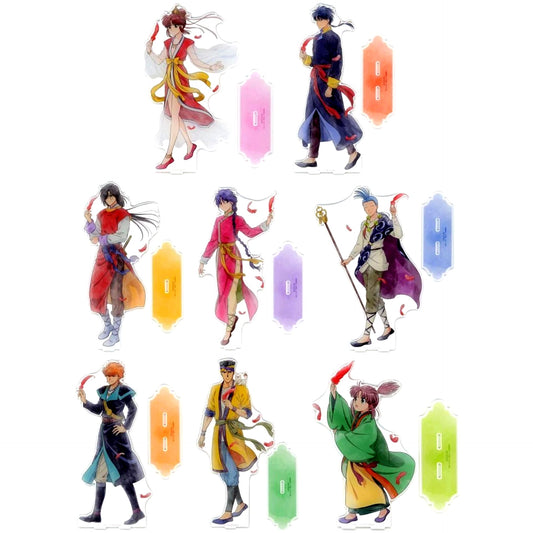 Set of 8 Fushigi Yugi Illustration Suzaku no Ayumi Ver. Atari-tsuki Ichigeki Collection 75mm Hologram Button Atari Prize Extra Large Acrylic Stand [USED]