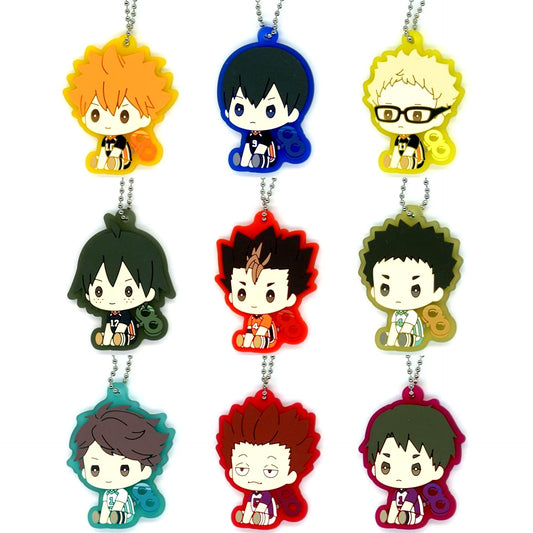 Set of 9 Haikyu!! Petatto Nejimaki Rubber Keychain Vol. 1 Capsule Toy Edition [USED]