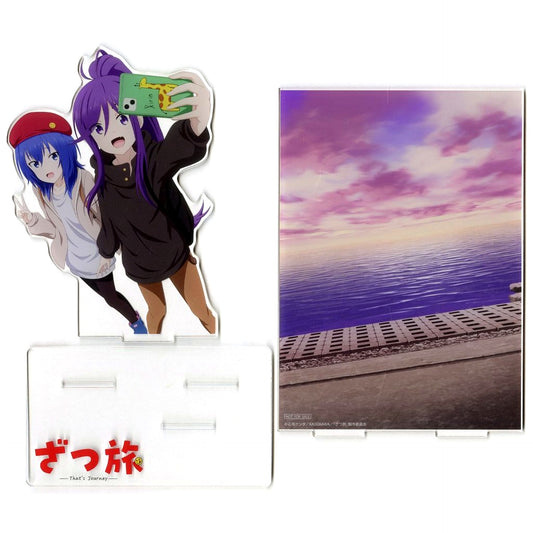 Chika Suzugamori & Koyomi Hasunuma Zatsu Tabi: That's Journey Blu-ray BOX Kadokawa Store Limited Upper and Lower Volume Purchase Bonus BIG Acrylic Stand with Background Using Anime Illustration [USED]