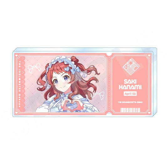 Saki Hanami Gakuen Idolmaster Ticket Style Acrylic Block [USED]