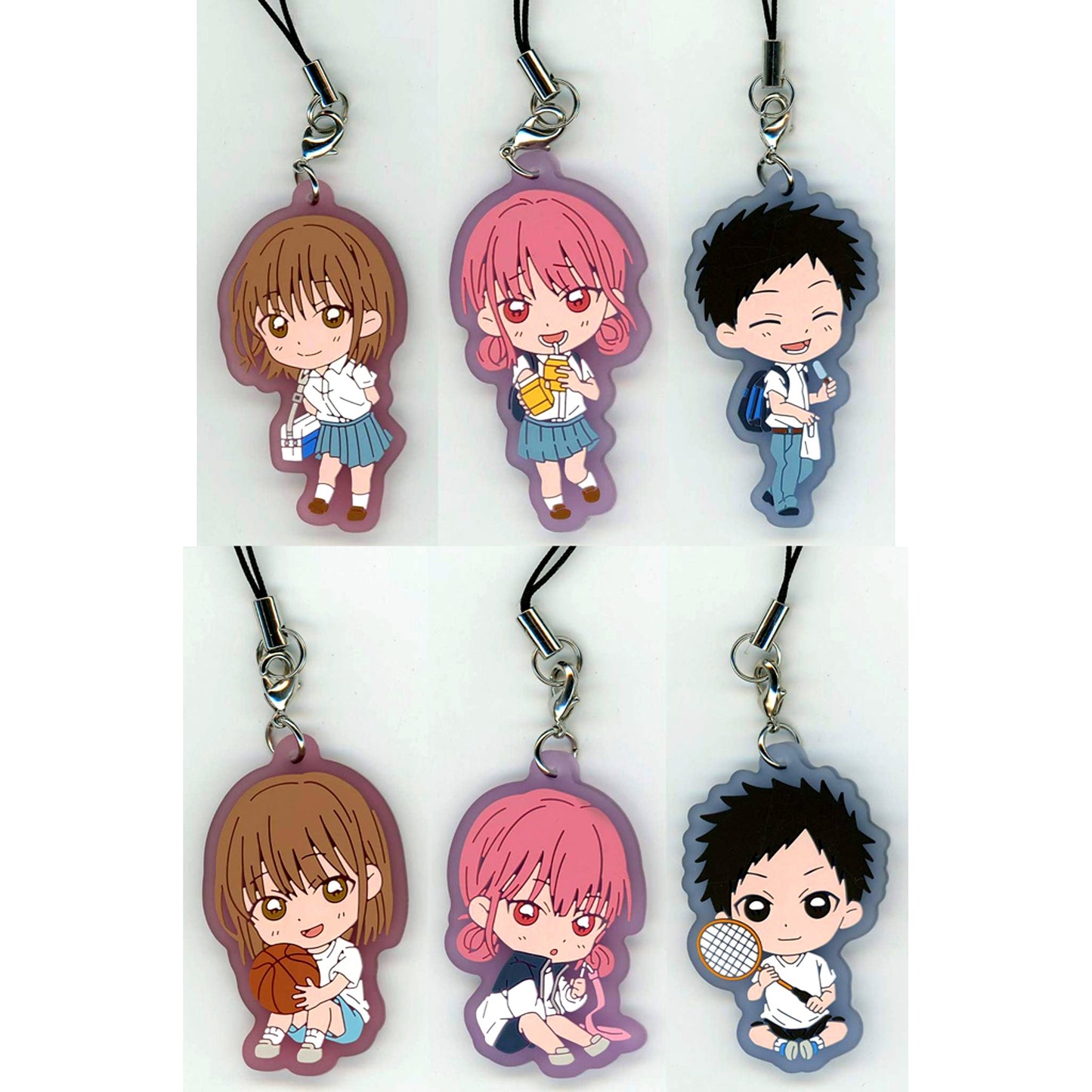 Set of 6 Blue Box Taito Kuji Summer days memory D Prize Rubber Strap [USED]