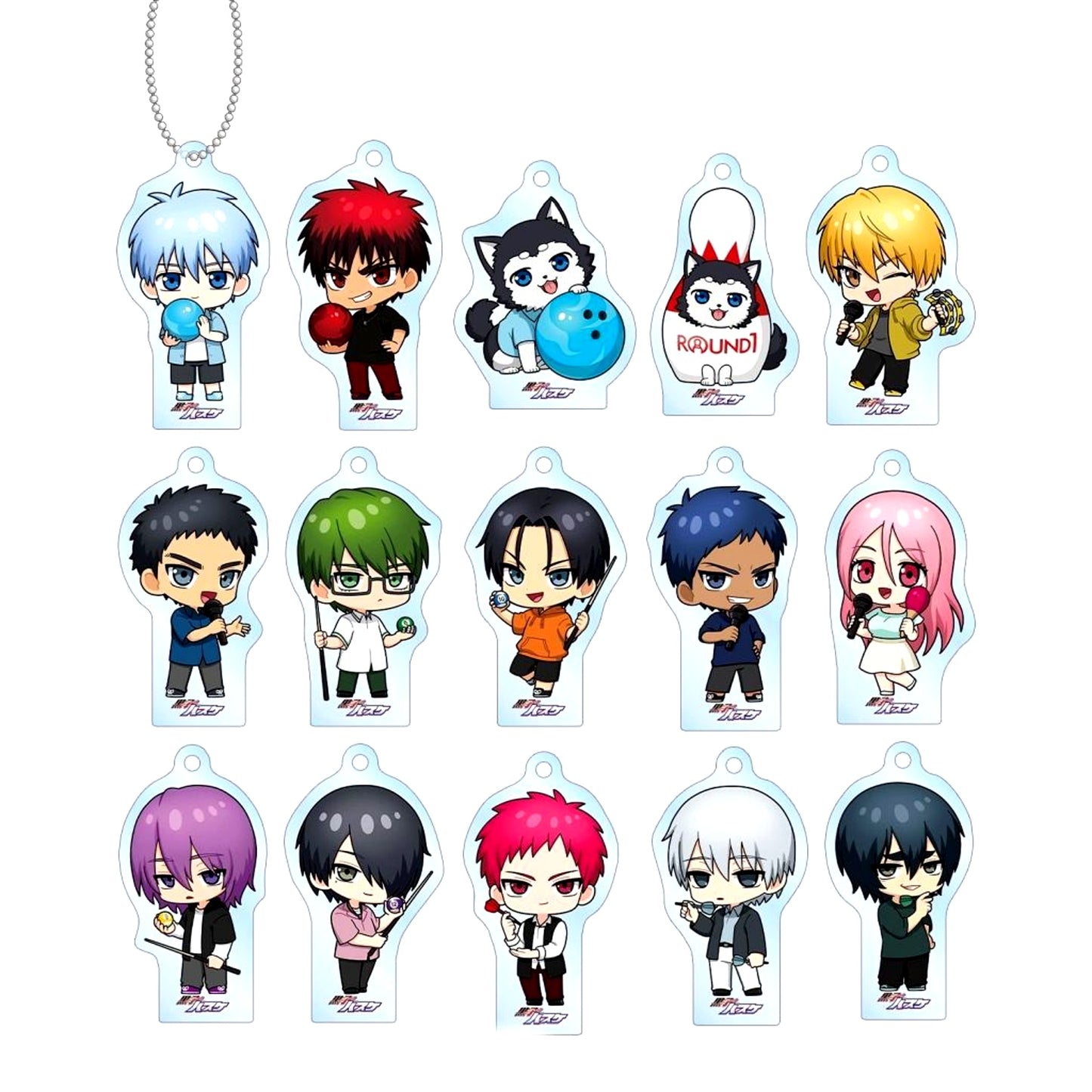 Set of 15 Kuroko's Basketball Trading Chibi Character Acrylic Keychain [USED]