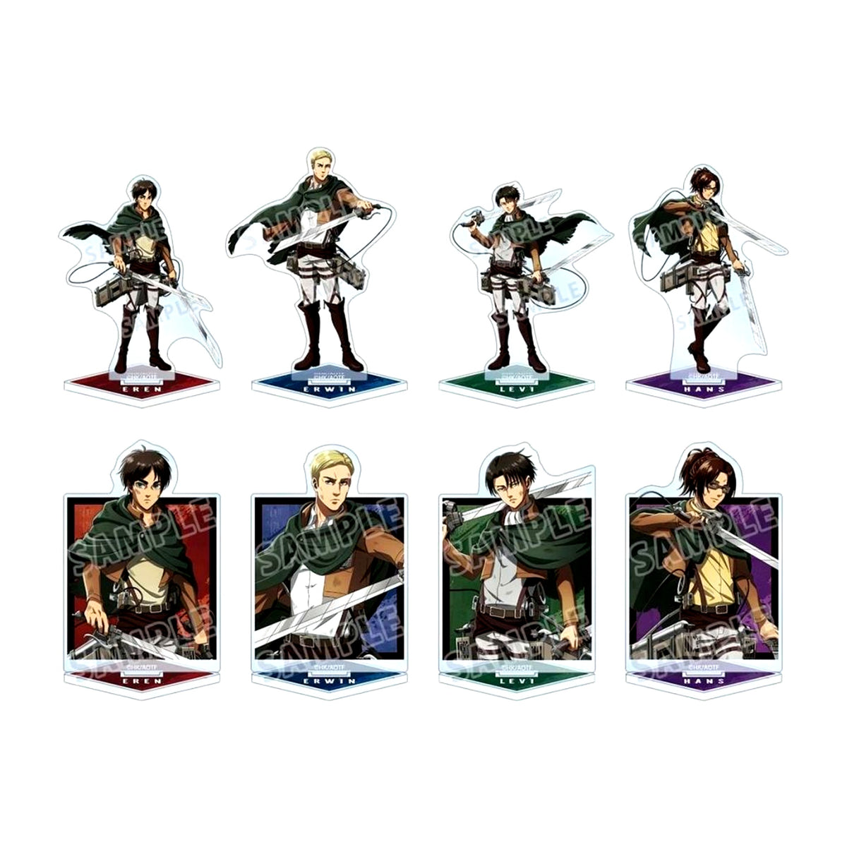 Set of 8 Attack on Titan Illustration After the Battle Ver. Trading Acrylic Stand [USED]