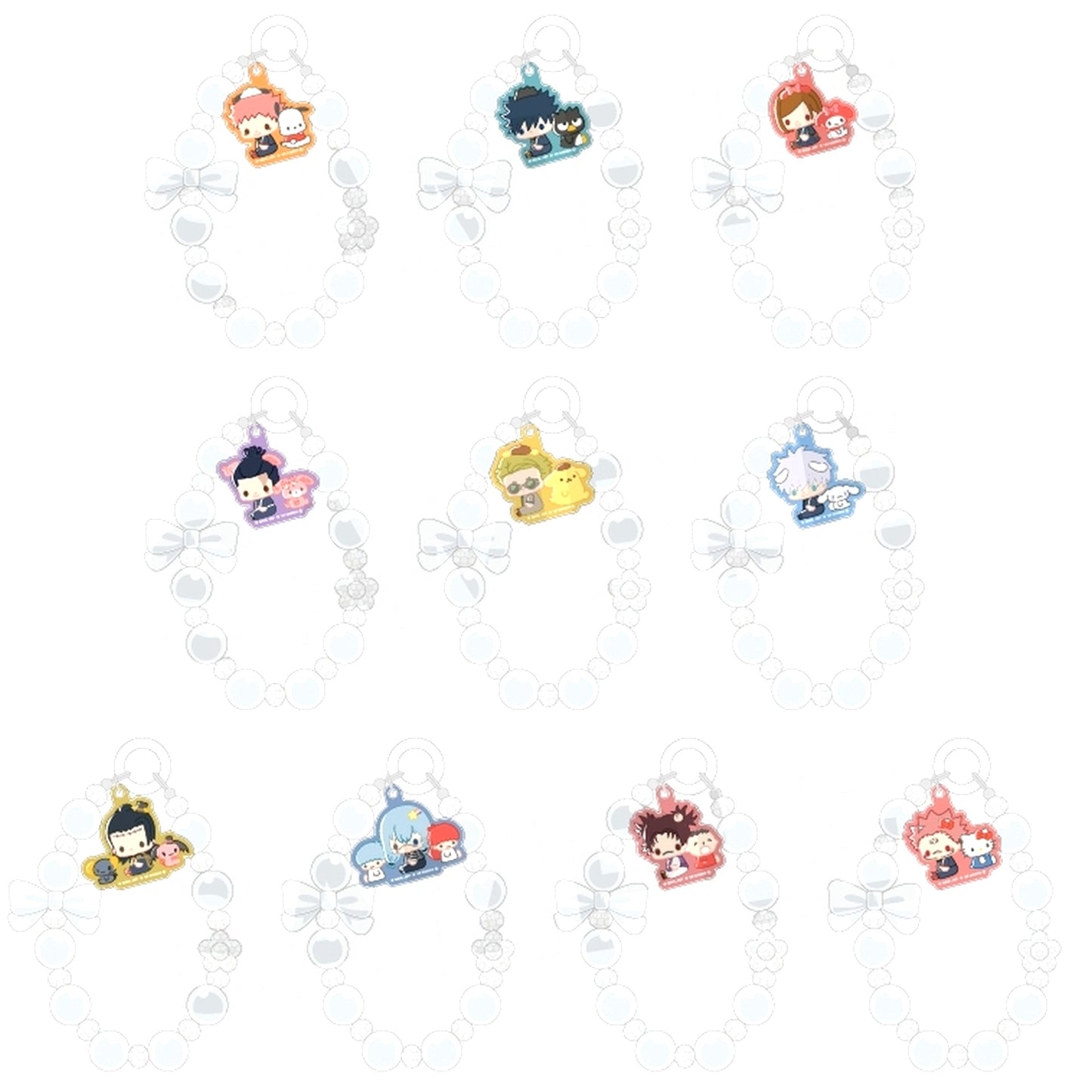 Set of 10 Jujutsu Kaisen x Sanrio Characters Bead Strap [USED]