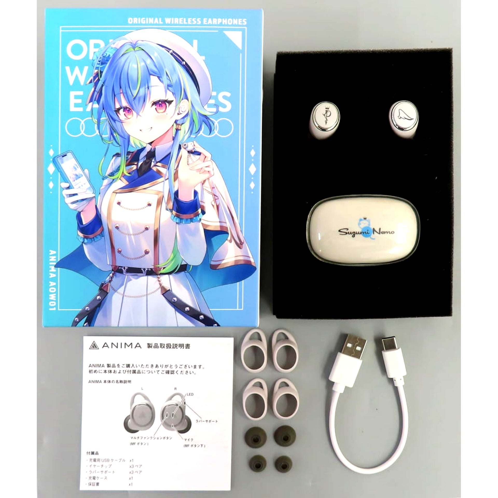 Nemo Suzumi Virtual YouTuber 774inc. Wireless Earphones ANIMA AOW01 x ONKYO [USED]