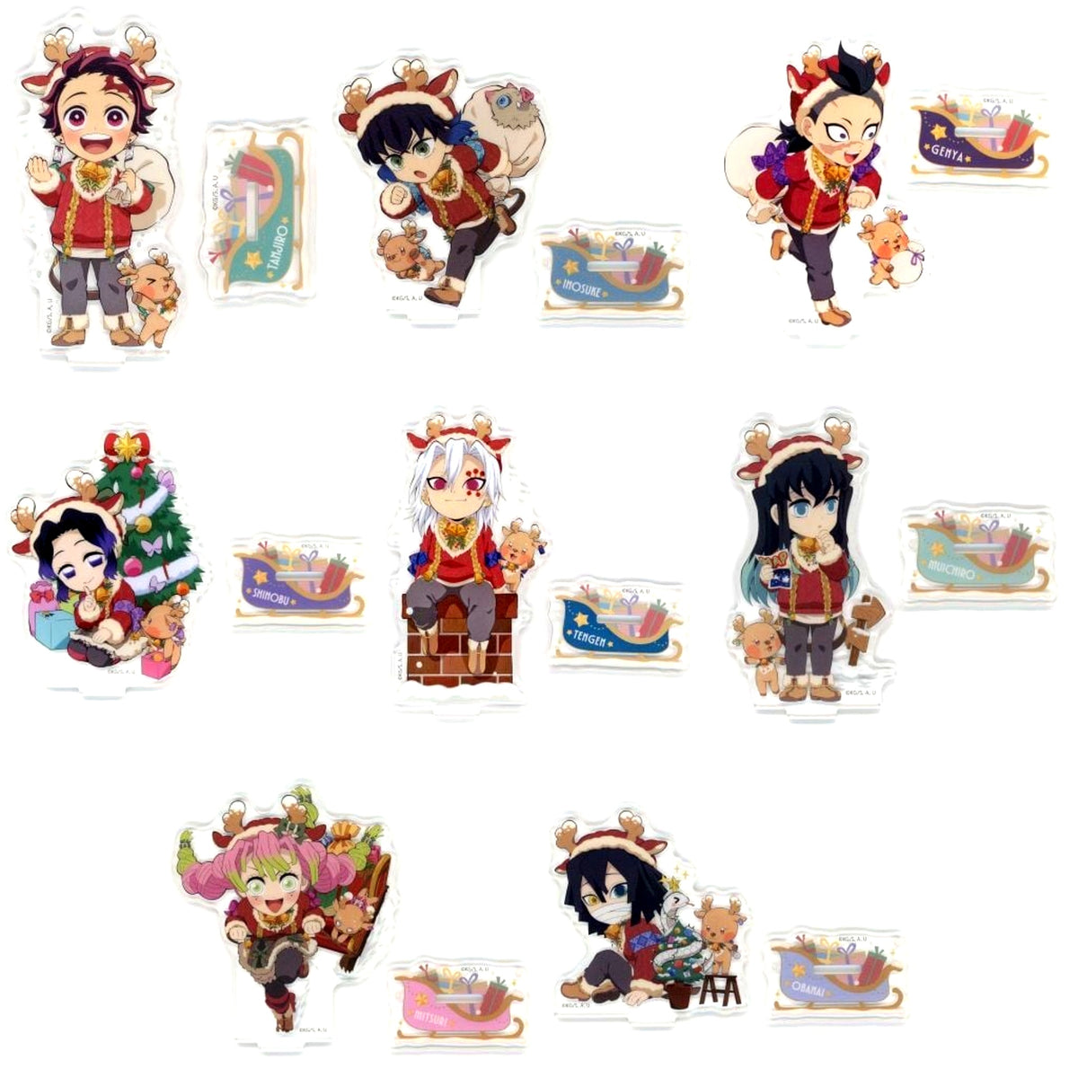 Set of 8 Demon Slayer x ufotable Cafe x Machi Asobi CAFE Christmas 2025 Random Acrylic Stand A [USED]