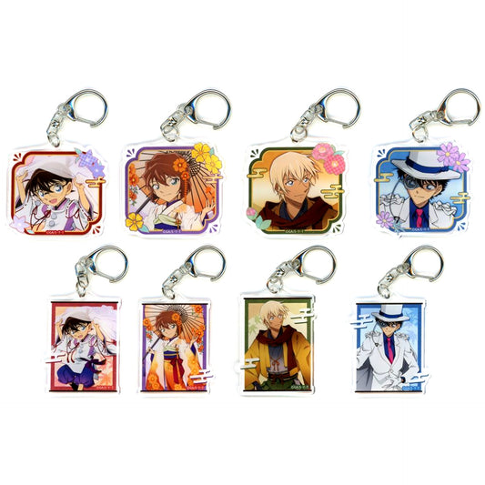 Set of 8 Detective Conan Trading Acrylic Keychain Autumn Flower Japanese Clothes [USED]