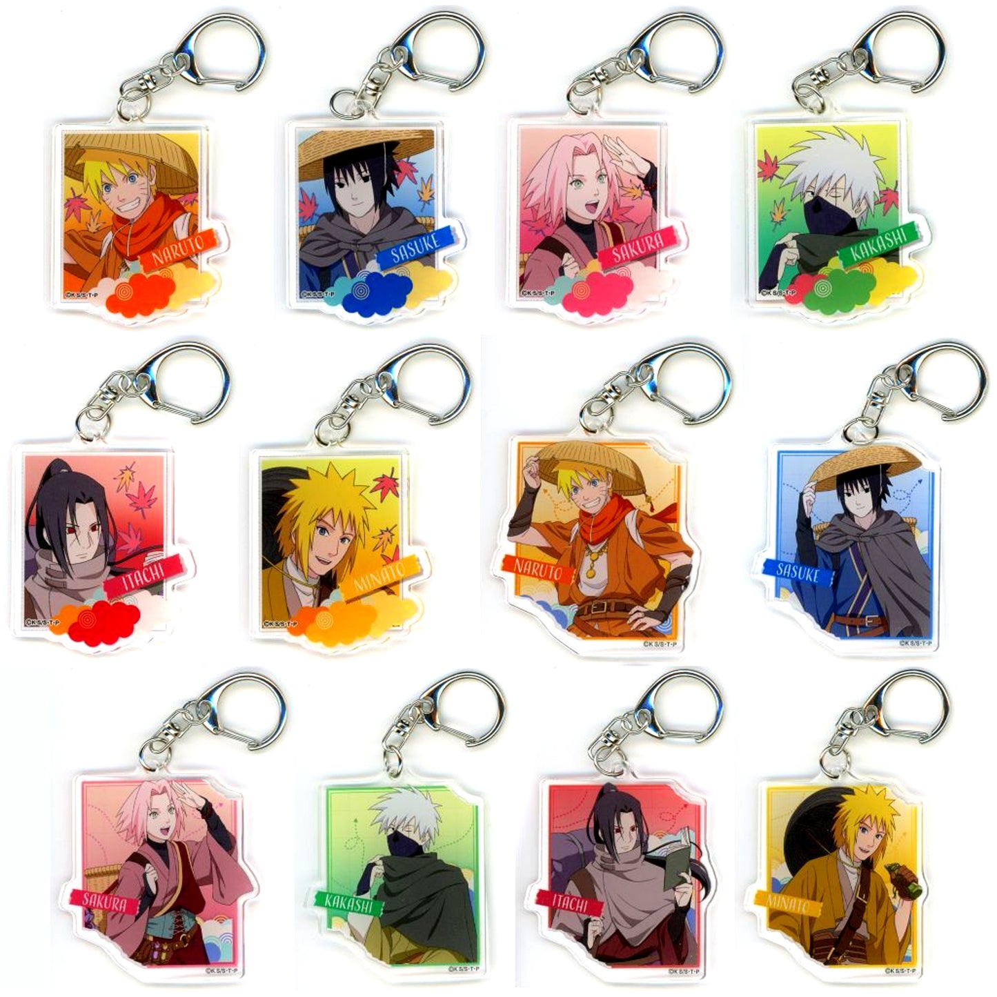Set of 12 Naruto Shippuden Trading Acrylic Keychain Traveler [USED]