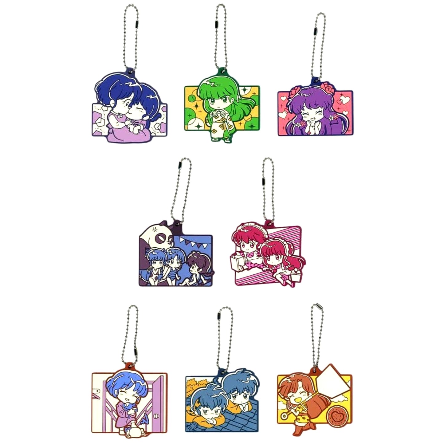 Akane Tendou & Others Ranma 1/2 All 8 Types Set Ichiban Kuji Part 2 Memorial Rubber Charm Prize I [USED]