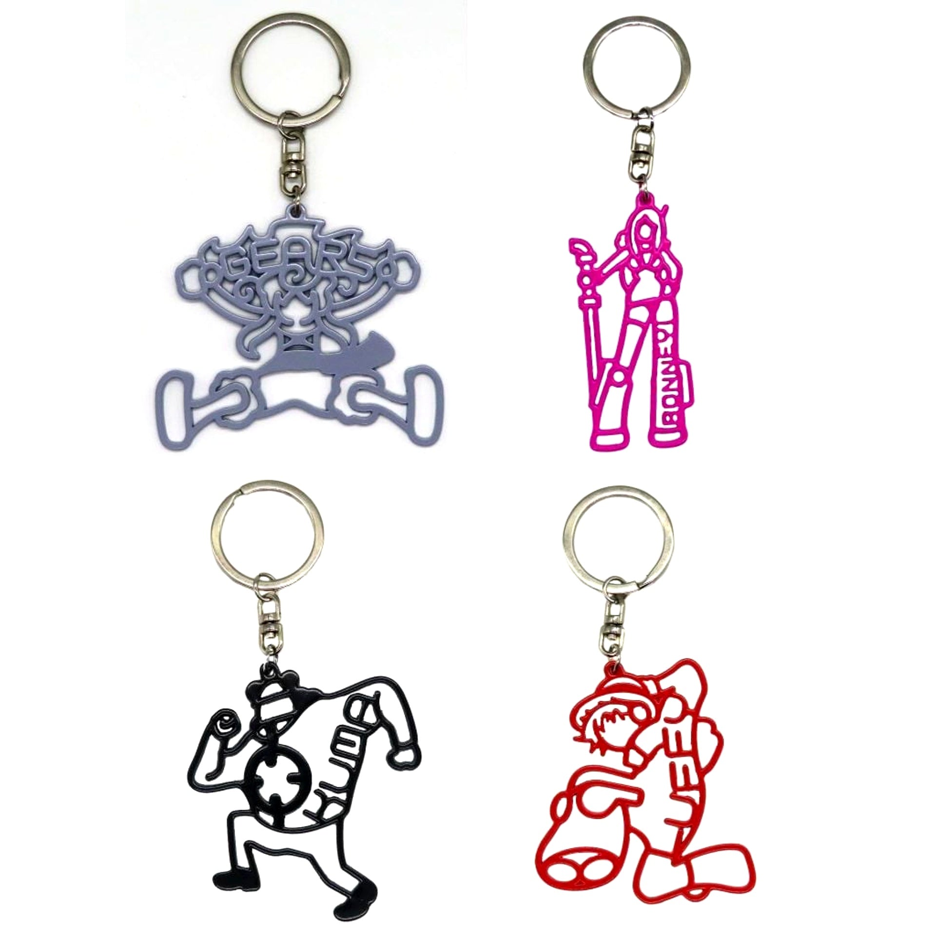 Set of 4 Silhouette Keychain Ichiban Kuji ONE PIECE Future Island Egghead - Burst of Energy Prize H [USED]