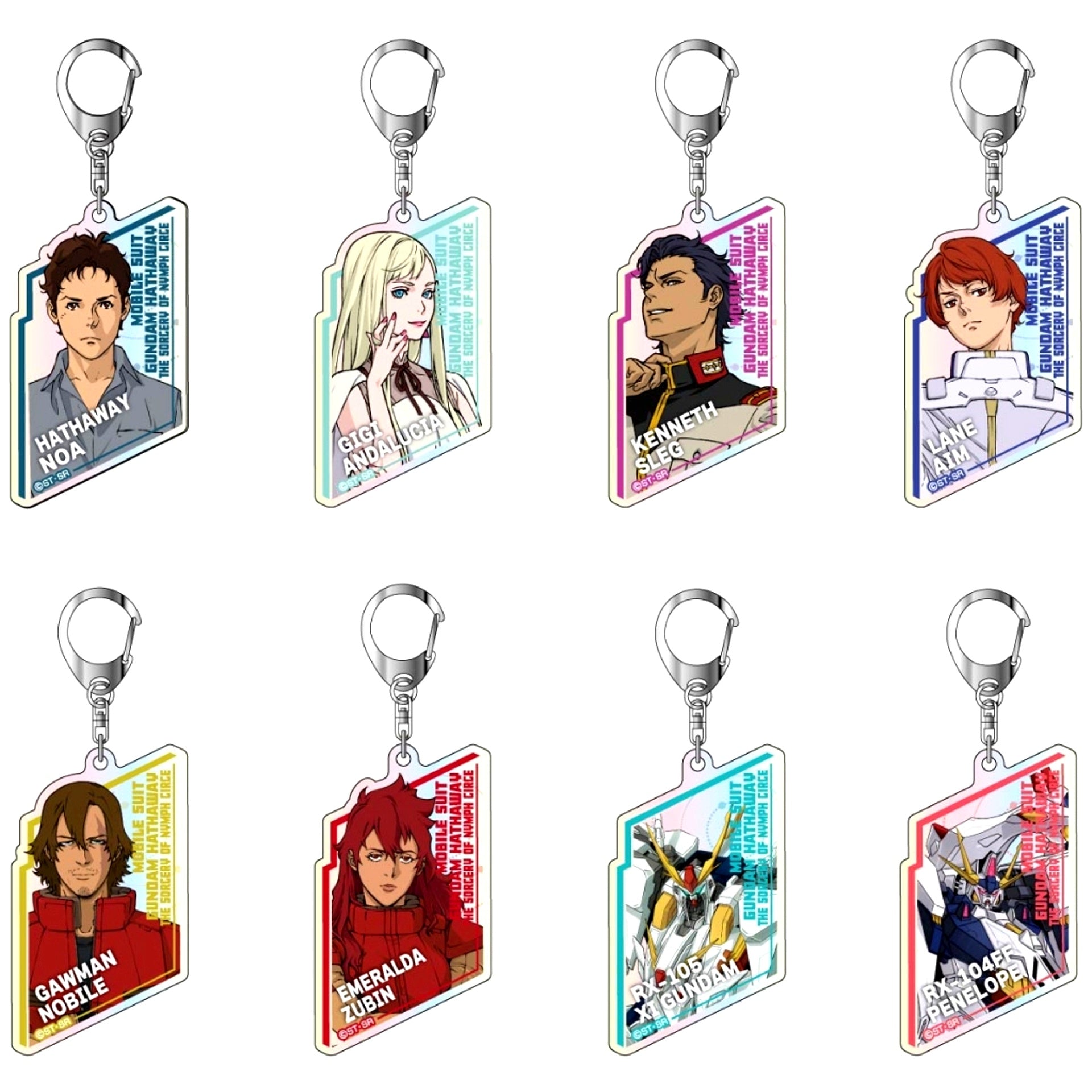 Set of 8 Mobile Suit Gundam Hathaway's Flash Circe Unit Aurora Acrylic Keychain [USED]