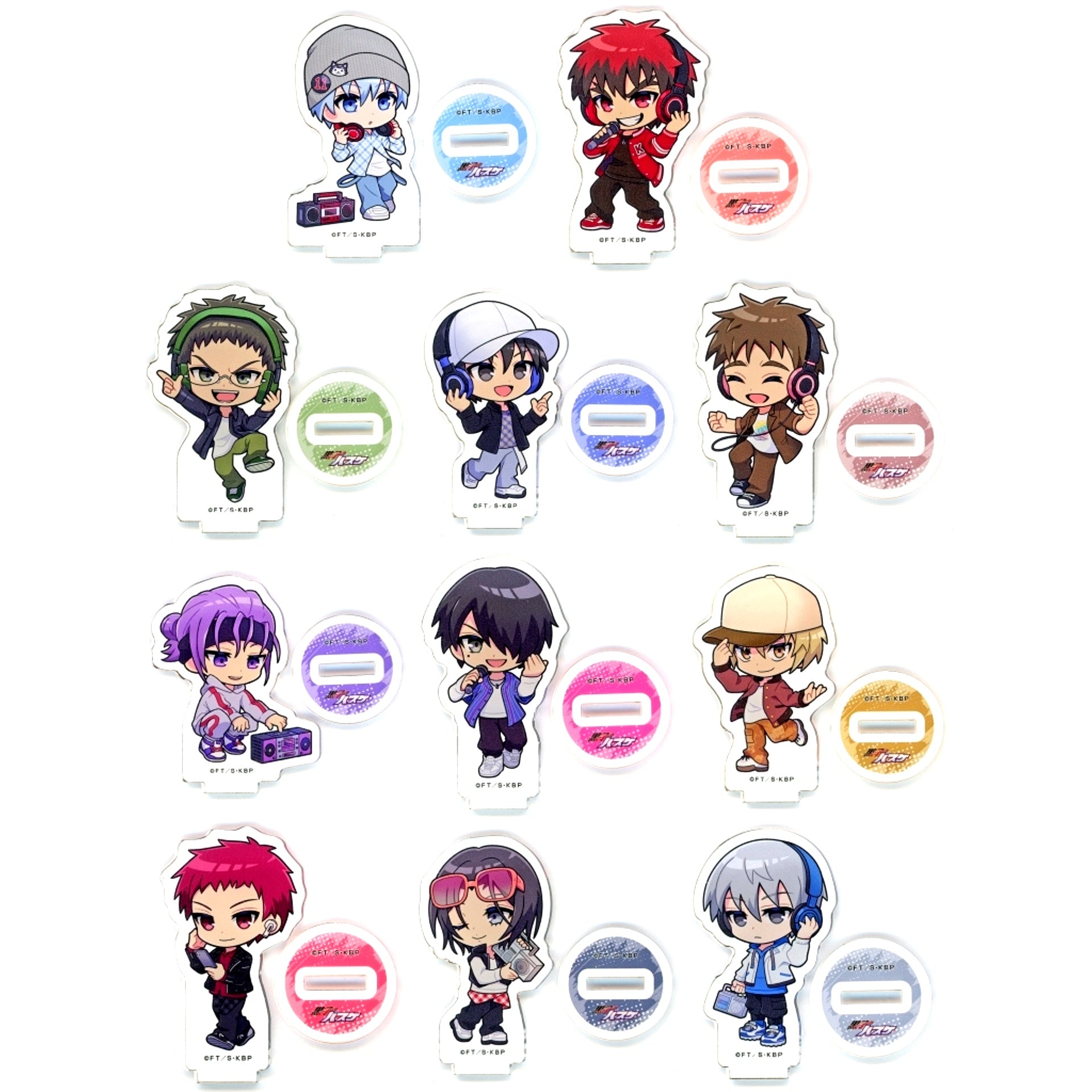 Set of 11 Kuroko's Basketball Acrylic Petit Stand Hip Hop Ver. Chibi Illustration [USED]