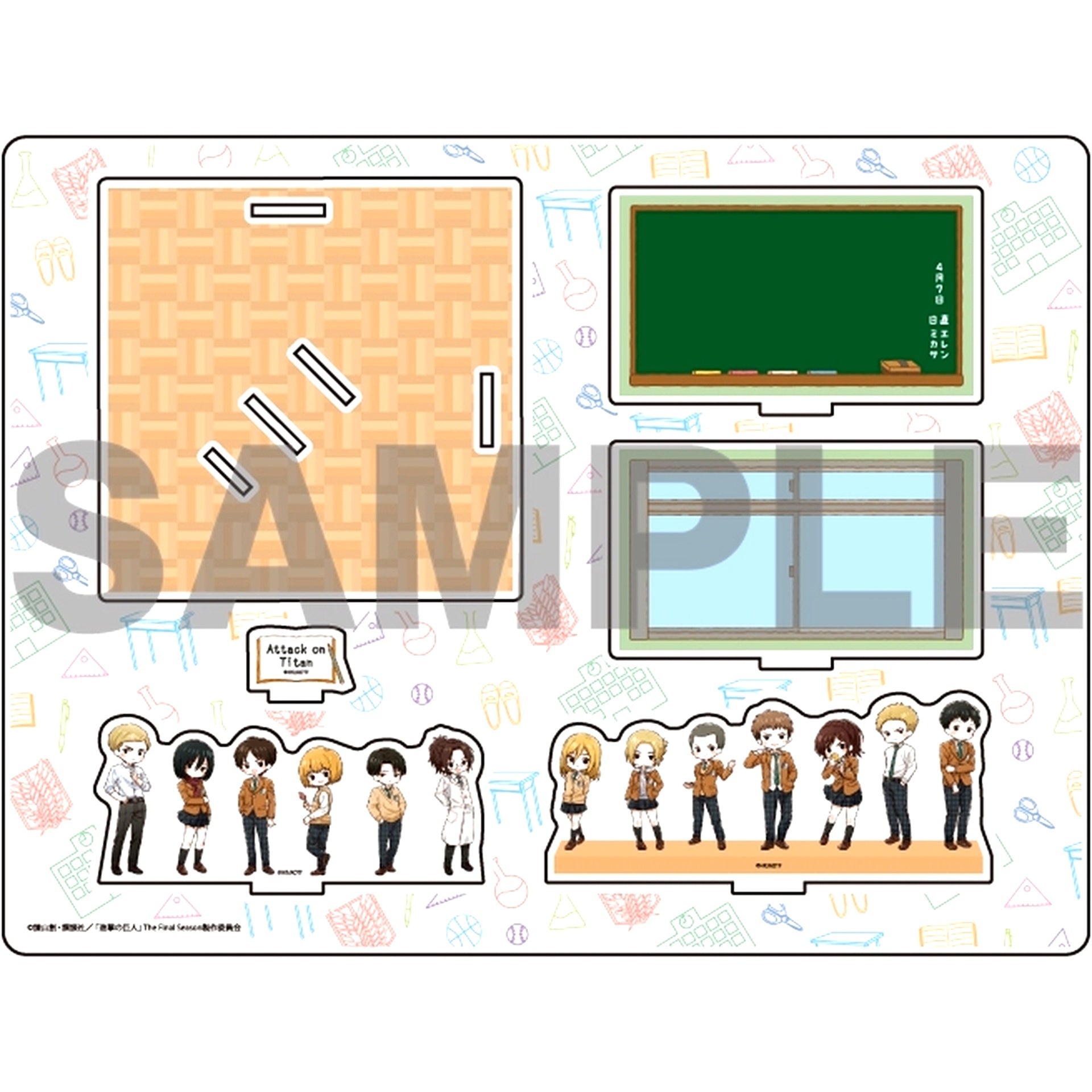 Group 01. Attack on Titan School Uniform Ver. GraffArt Illustration Acrylic Diorama [USED]