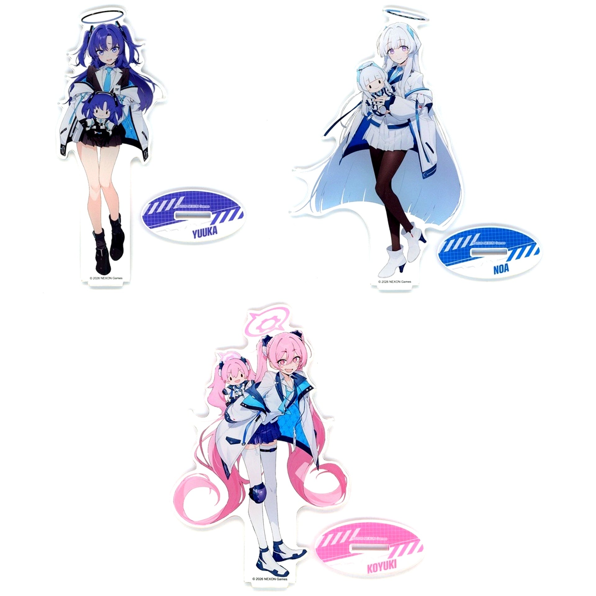 Set of 3 C Prize Fuwapuchi Acrylic Stand Sega Lucky Kuji Online Blue Archive Vol.1 [USED]