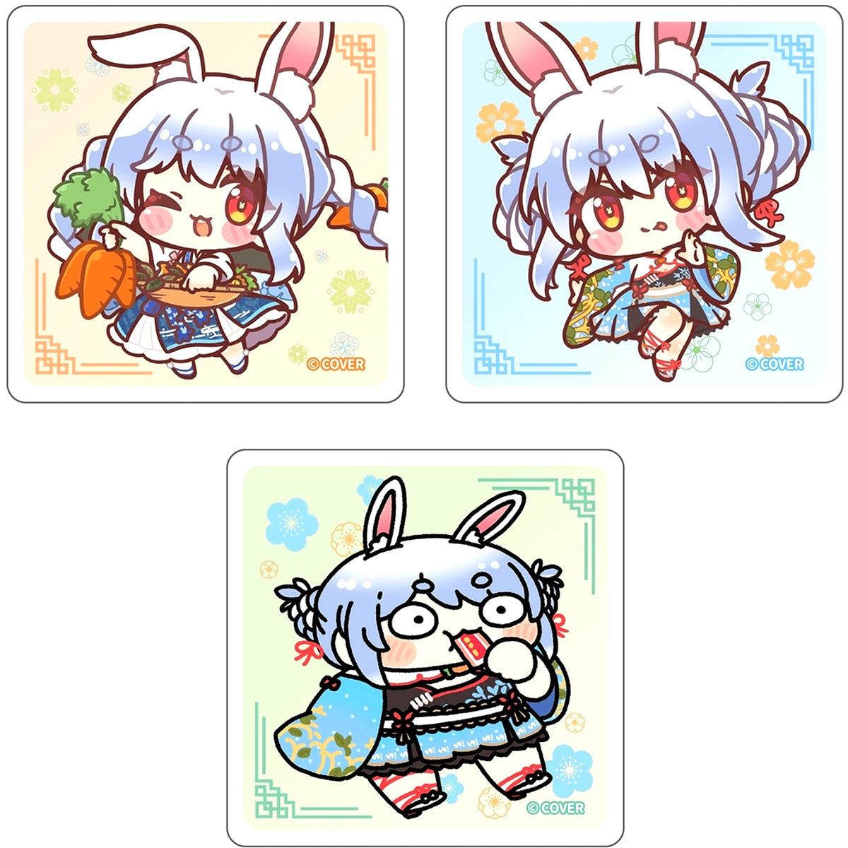 Set of 3 Usada Pekora Trading Deformed Mini Acrylic Block Acrylic Item Virtual YouTuber Holo Live VTuber Let's Protect Her Voice Together Peko Campaign [USED]