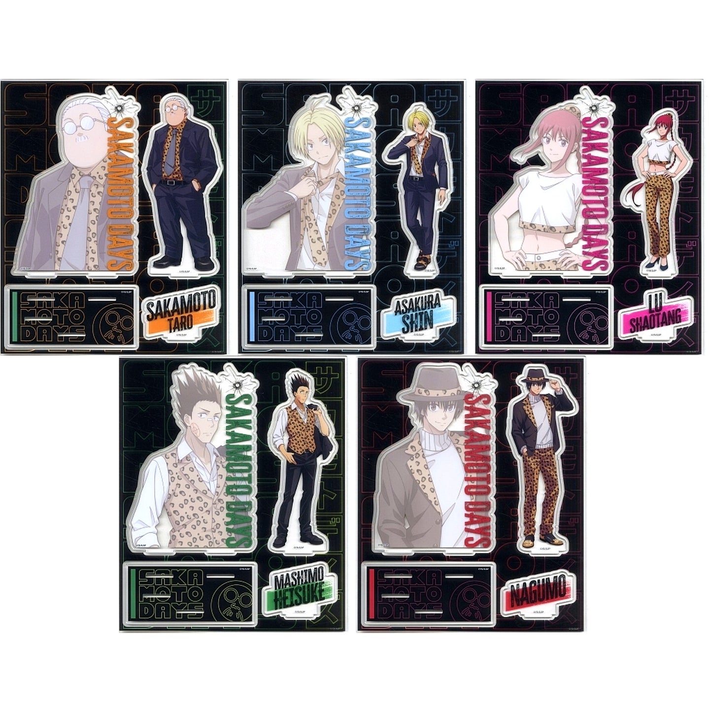 Set of 5 Sakamoto Days Diorama Acrylic Stand DMM Kuji Wild Style Prize A [USED]