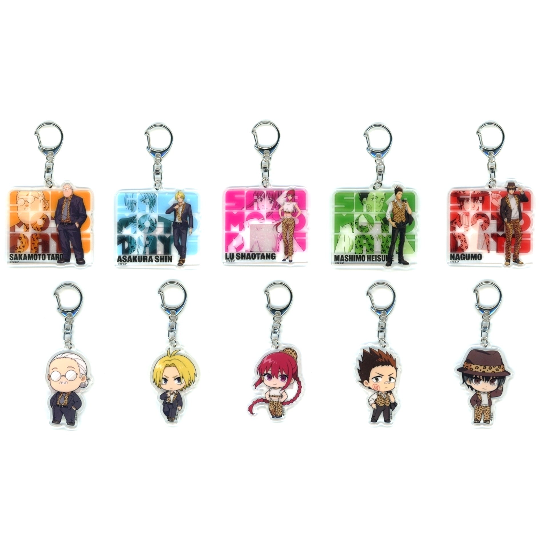Set of 10 Sakamoto Days DMM Kuji WILD STYLE E Prize Acrylic Keychain [USED]
