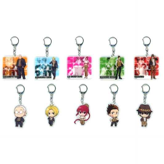 Set of 10 Sakamoto Days DMM Kuji WILD STYLE E Prize Acrylic Keychain [USED]