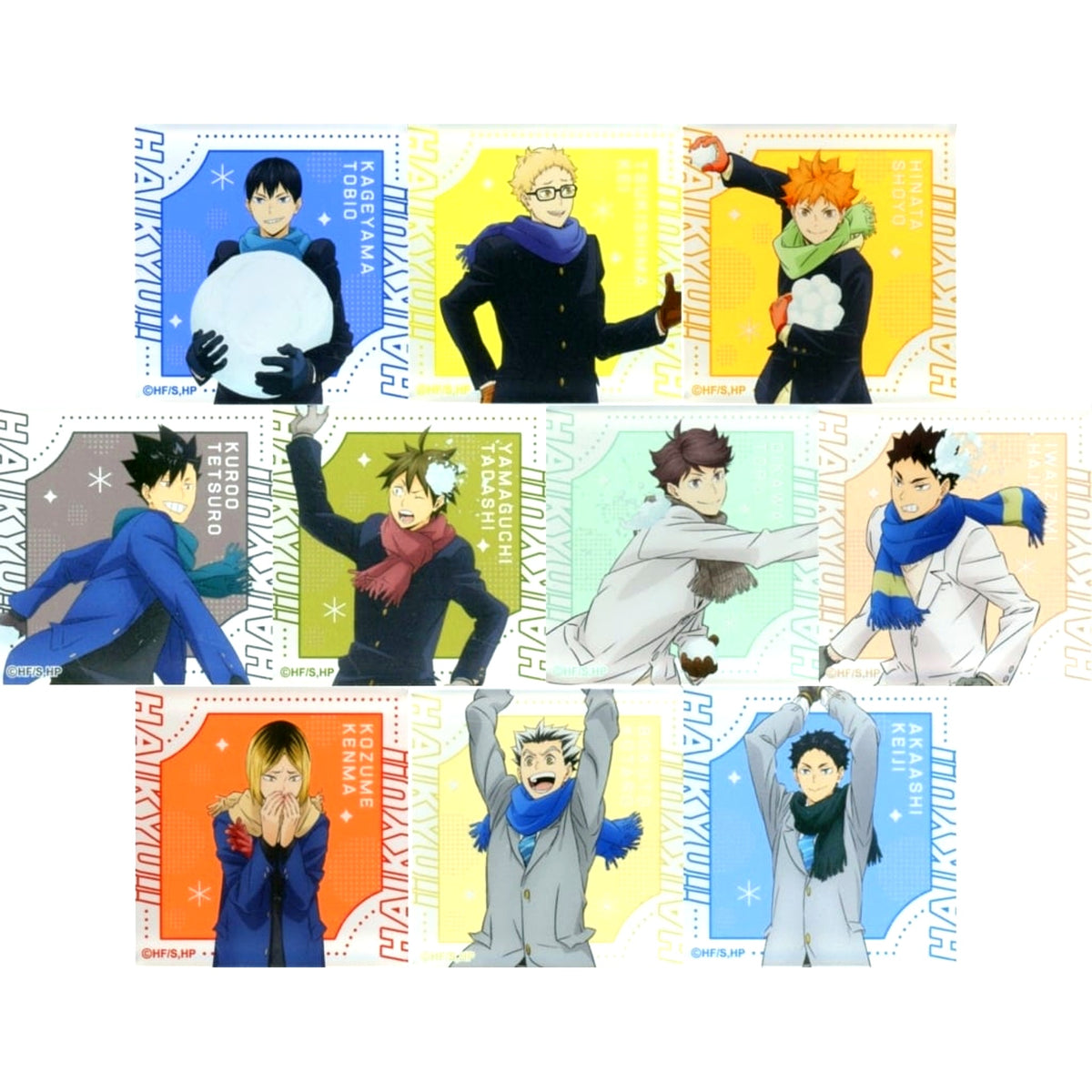 Set of 10 Haikyu!! Jump Festa 2026 Snowball Fight Version Hologram Trading Mini Acrylic Block [USED]