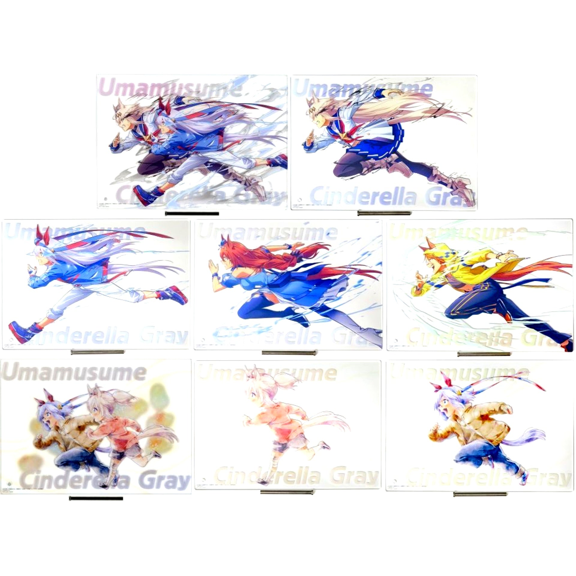 Set of 8 Newly Drawn Acrylic Board Ichiban Kuji Anime Umamusume Cinderella Gray Ash Monster vs White Lightning Prize G [USED]