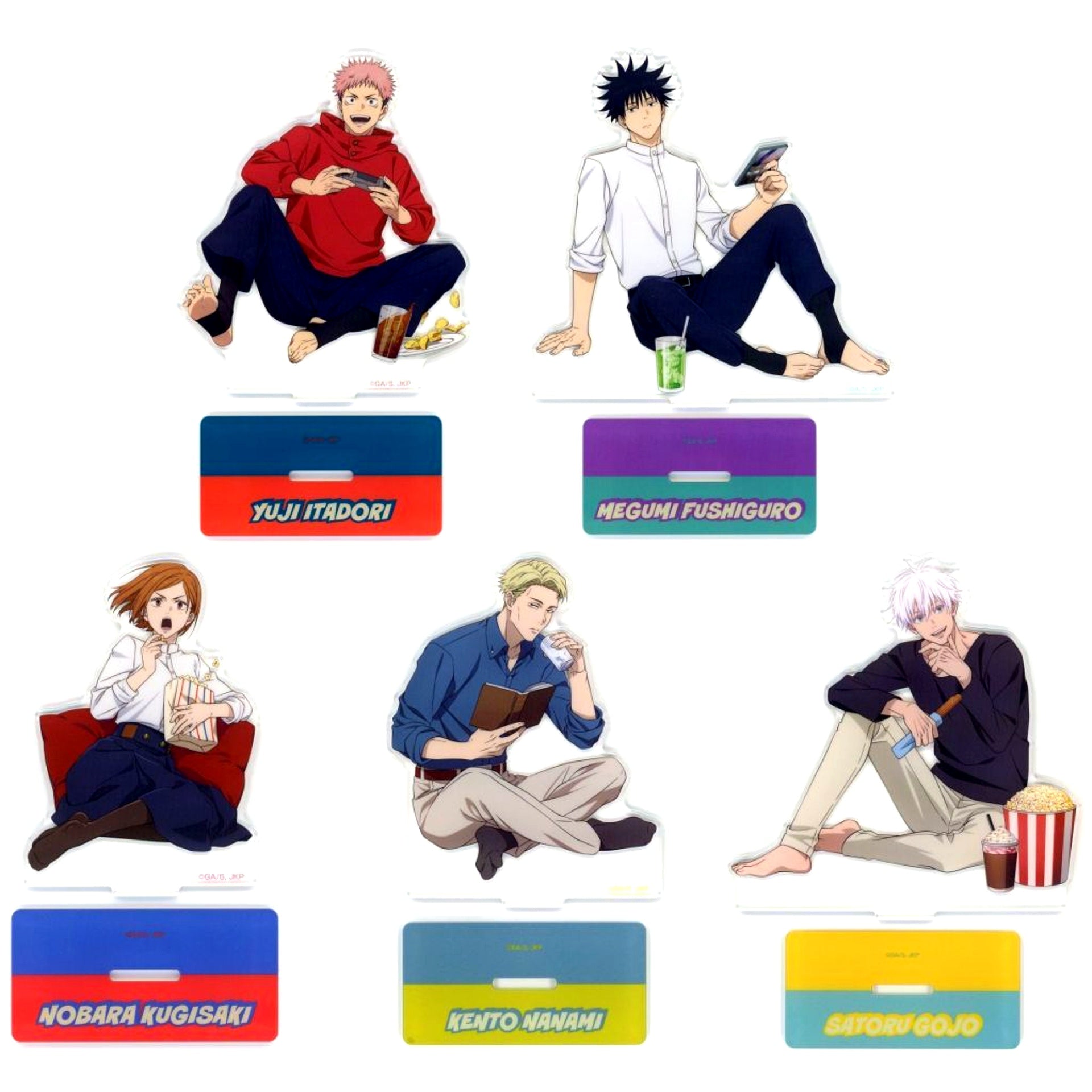 Set of 5 Acrylic Stand Sega Lucky Kuji Jujutsu Kaisen Fun! Fun! Fun! Prize F [USED]