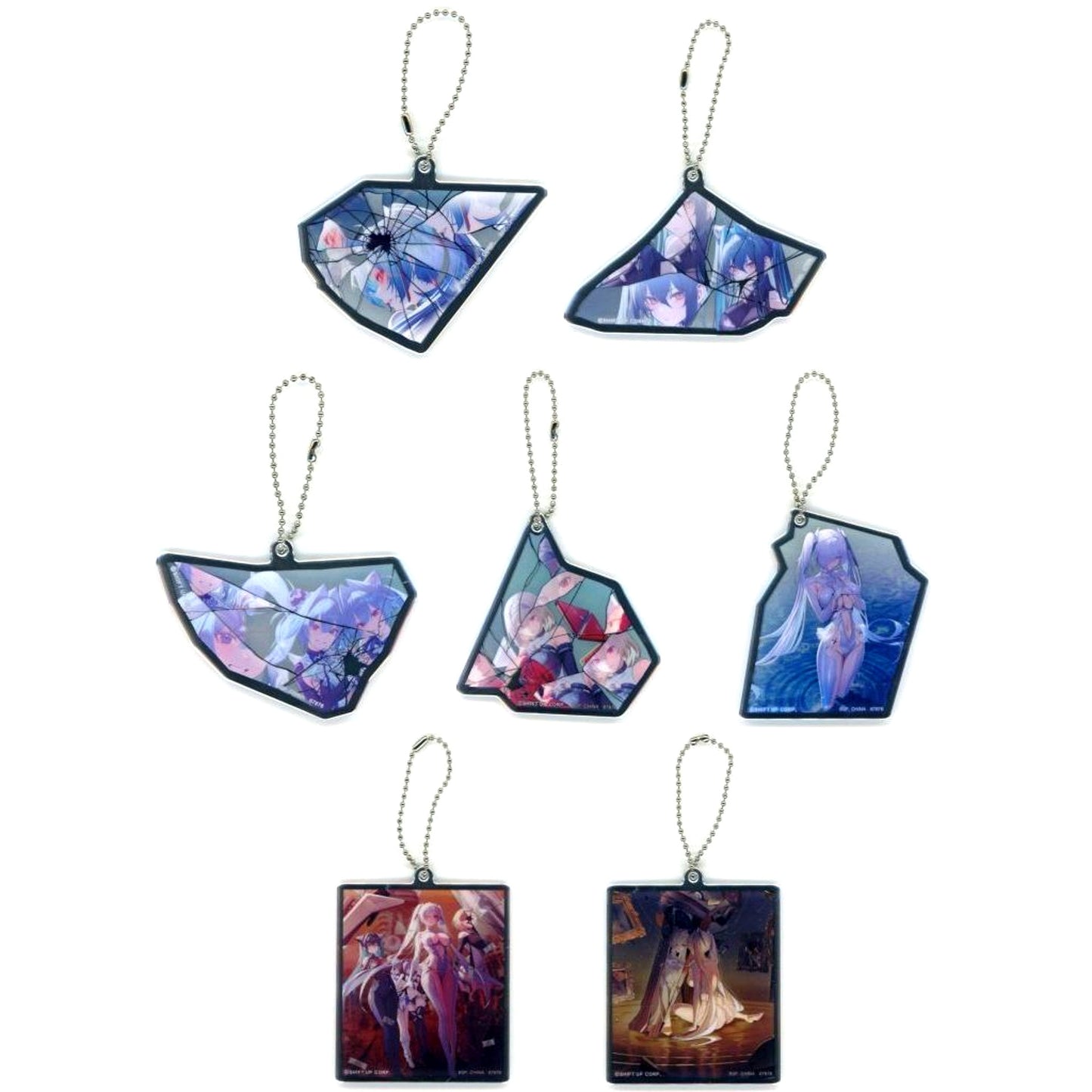 Set of 7 Acrylic Mirror Charm Ichiban Kuji Goddess of Victory: Nikke Chapter 6 Prize H [USED]
